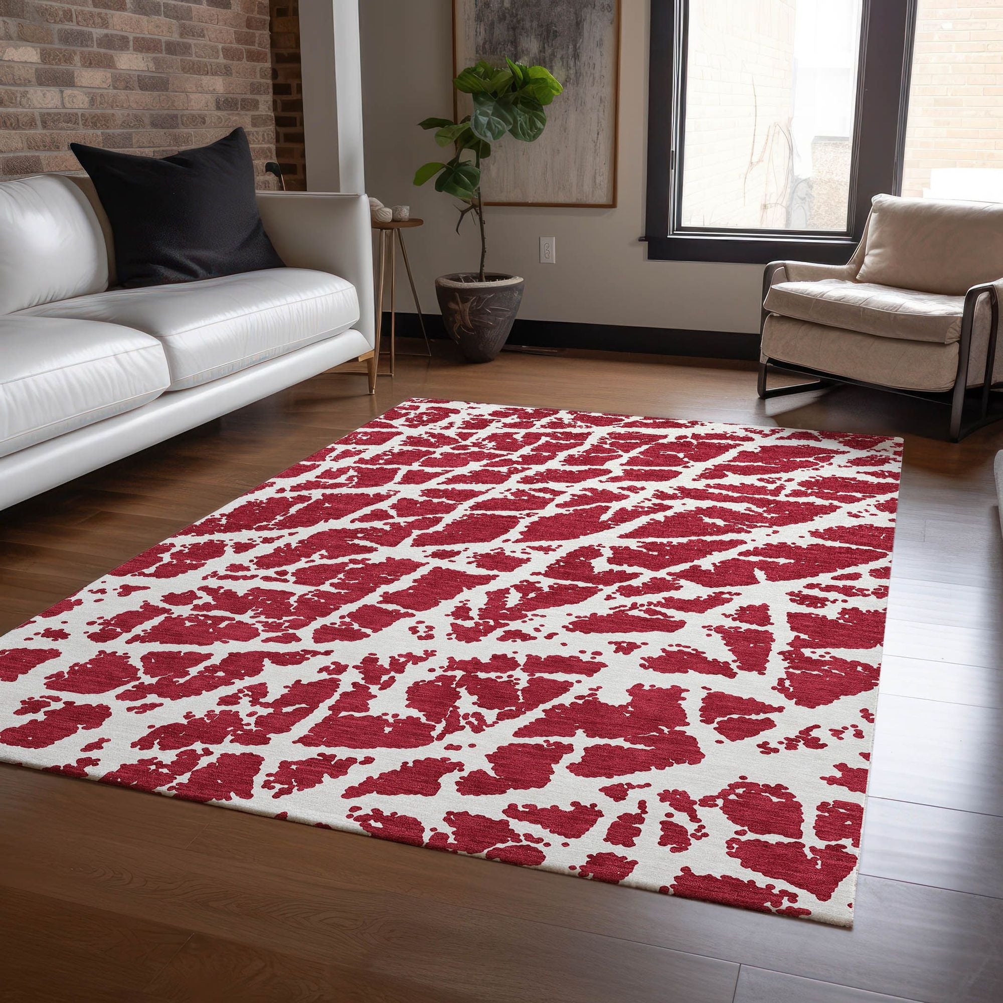 Machine Made ACN501 Red  Rugs #color_red 