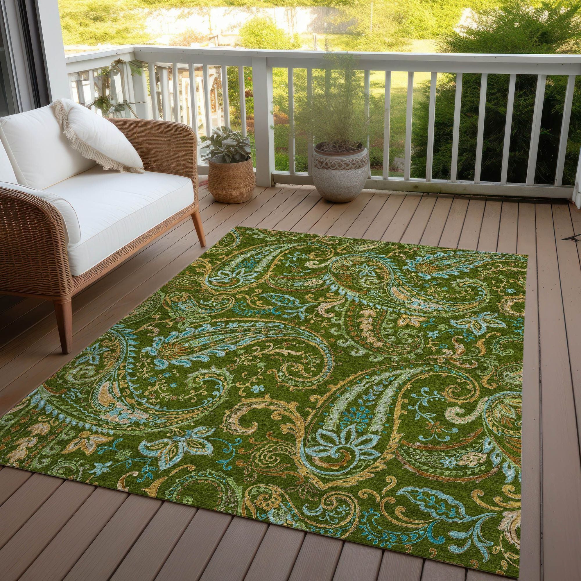 Machine Made ACN533 Green  Rugs #color_green 