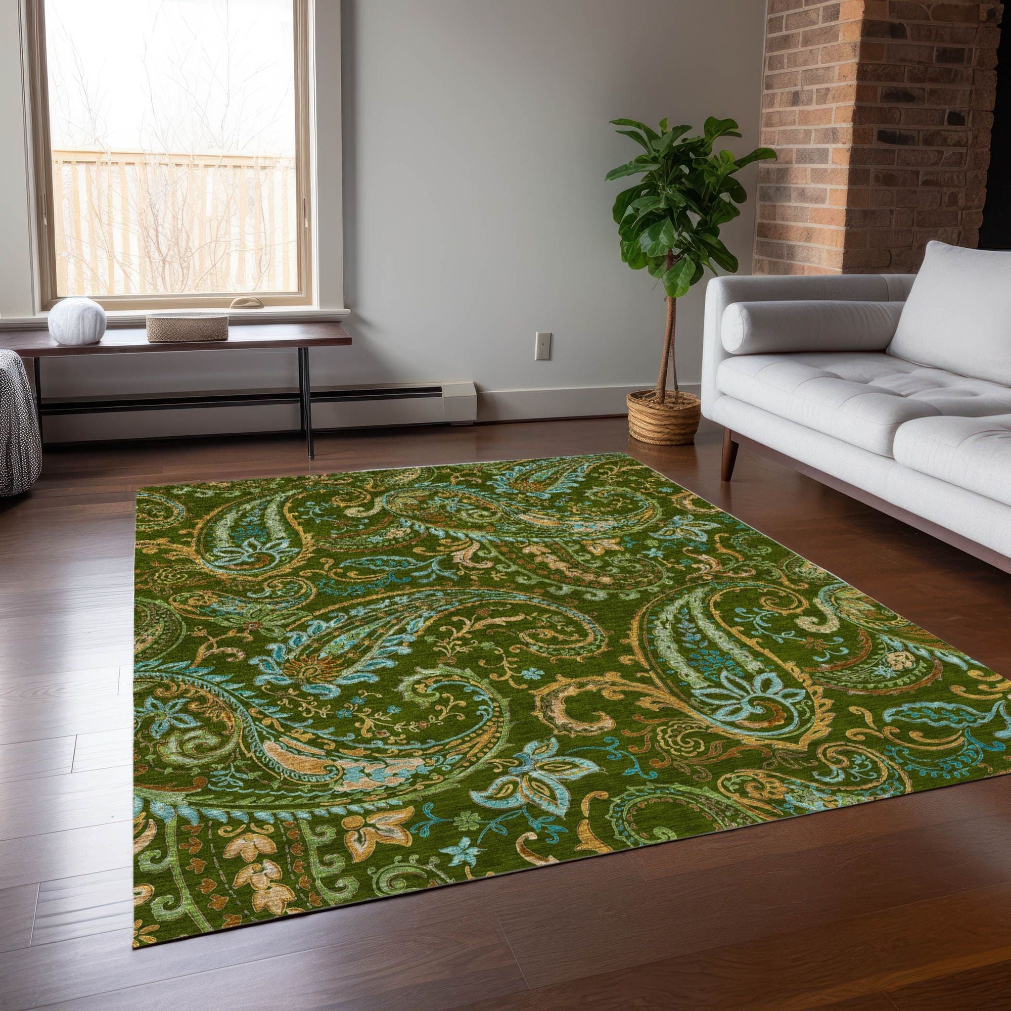 Machine Made ACN533 Green  Rugs #color_green 