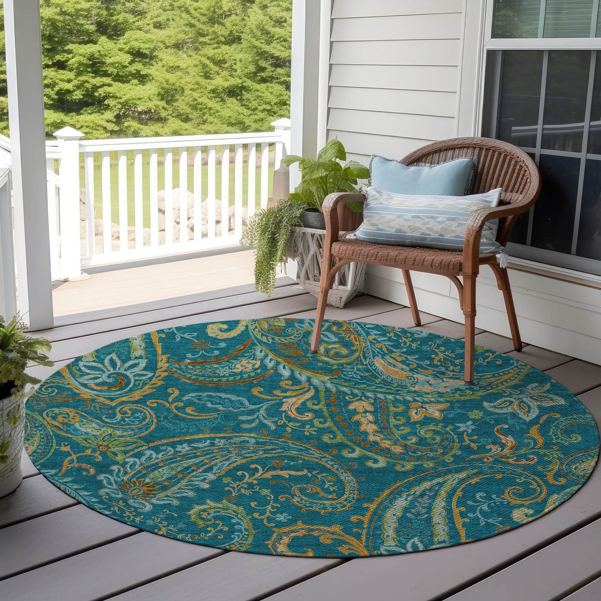 Machine Made ACN533 Teal  Rugs #color_teal 