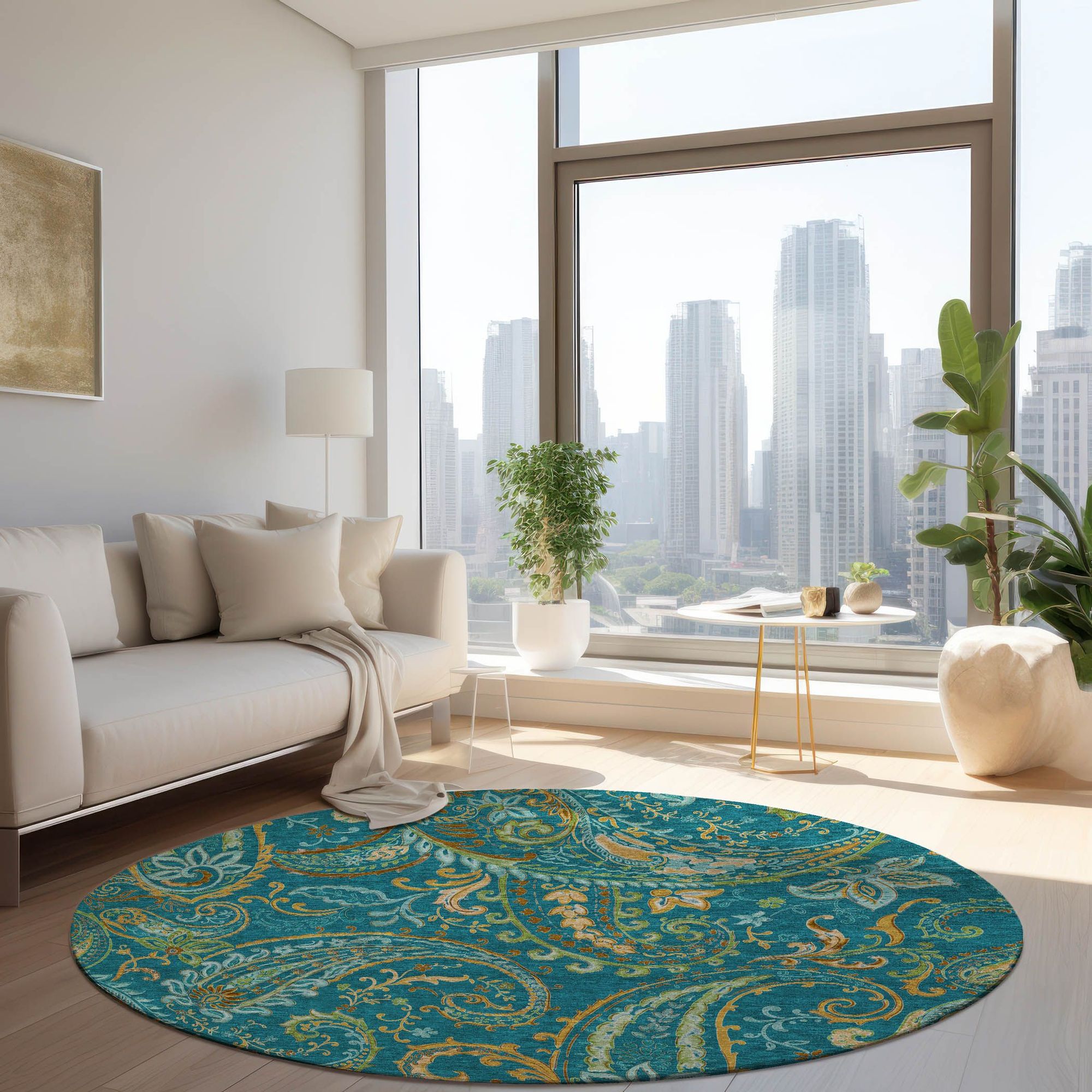 Machine Made ACN533 Teal  Rugs #color_teal 