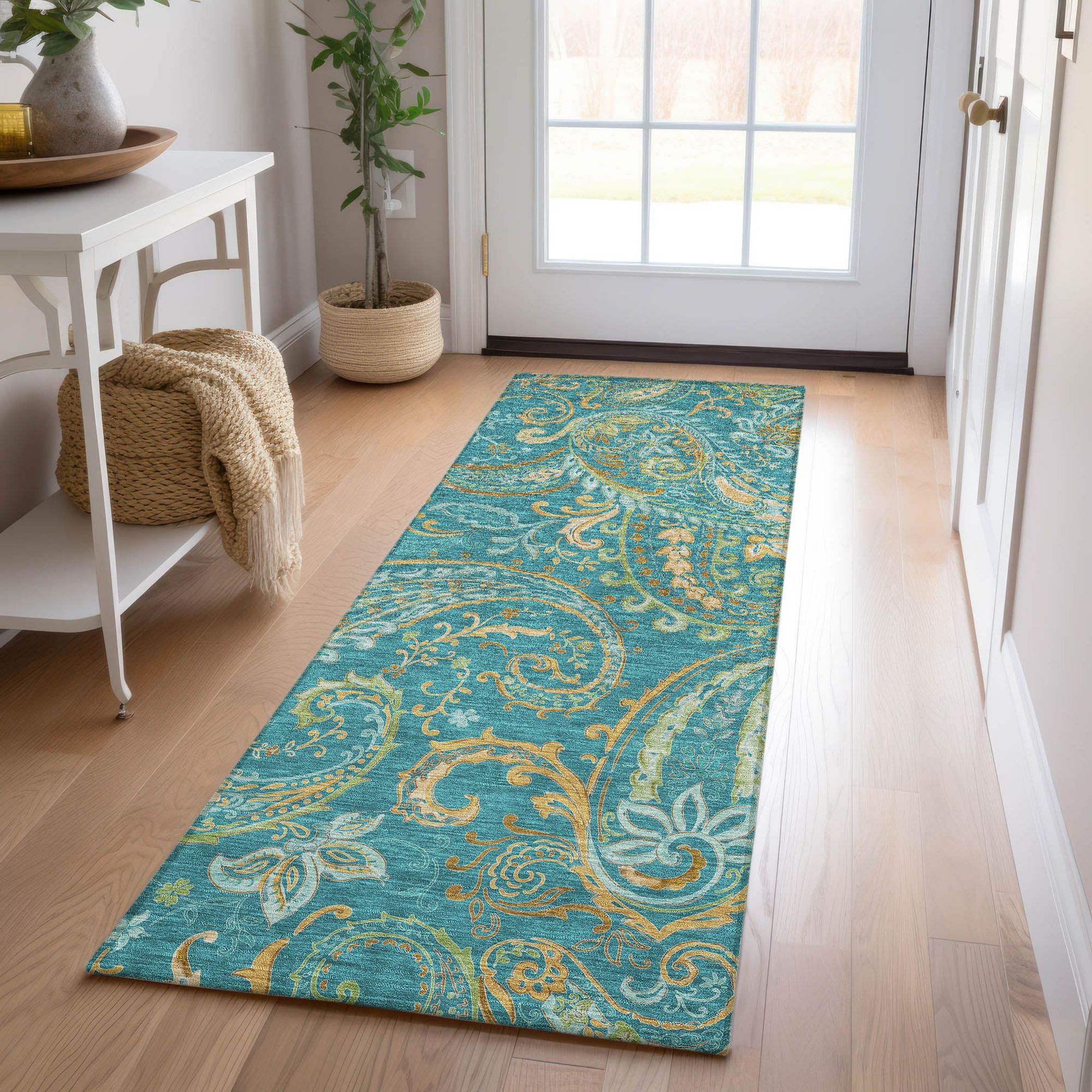 Machine Made ACN533 Teal  Rugs #color_teal 