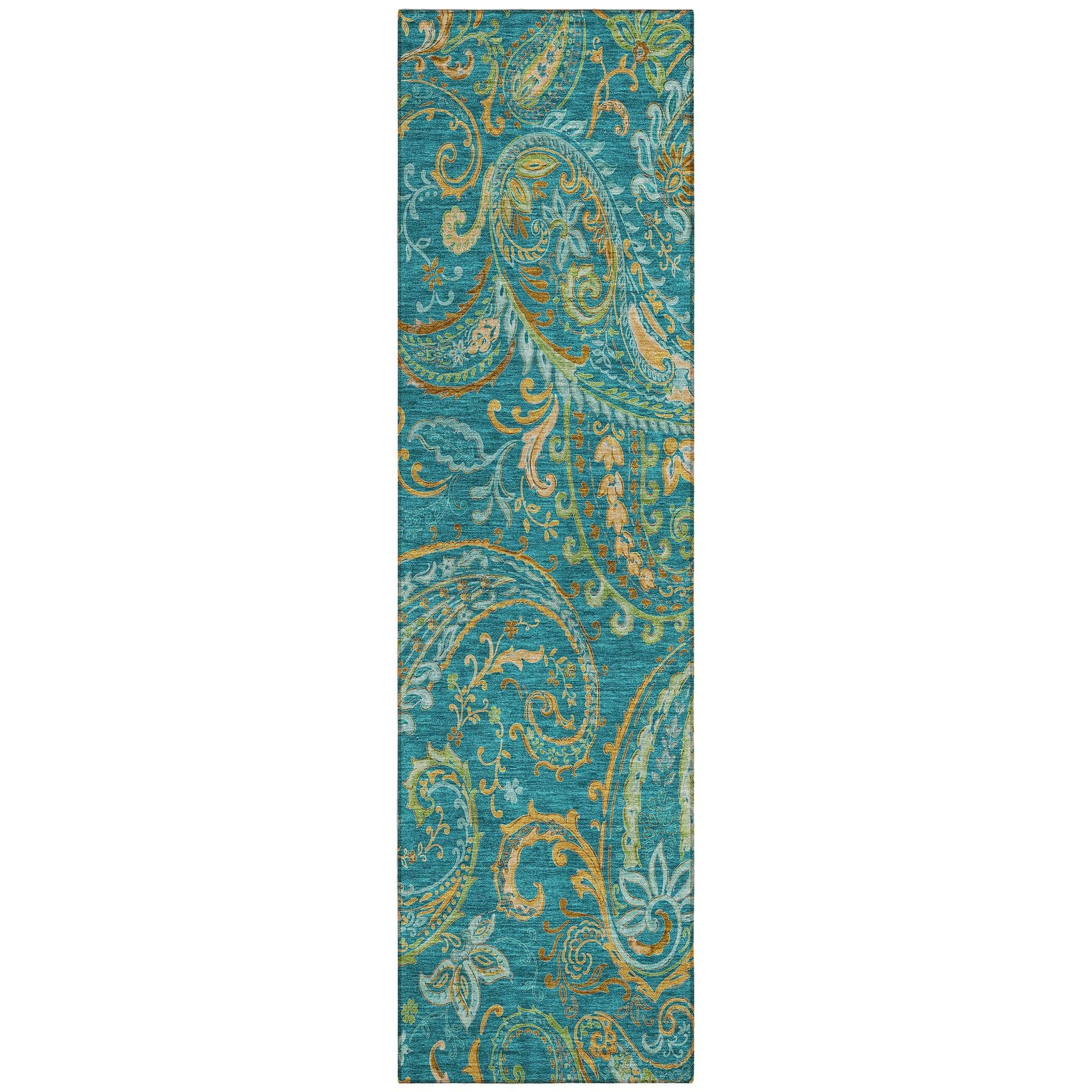 Machine Made ACN533 Teal  Rugs #color_teal 