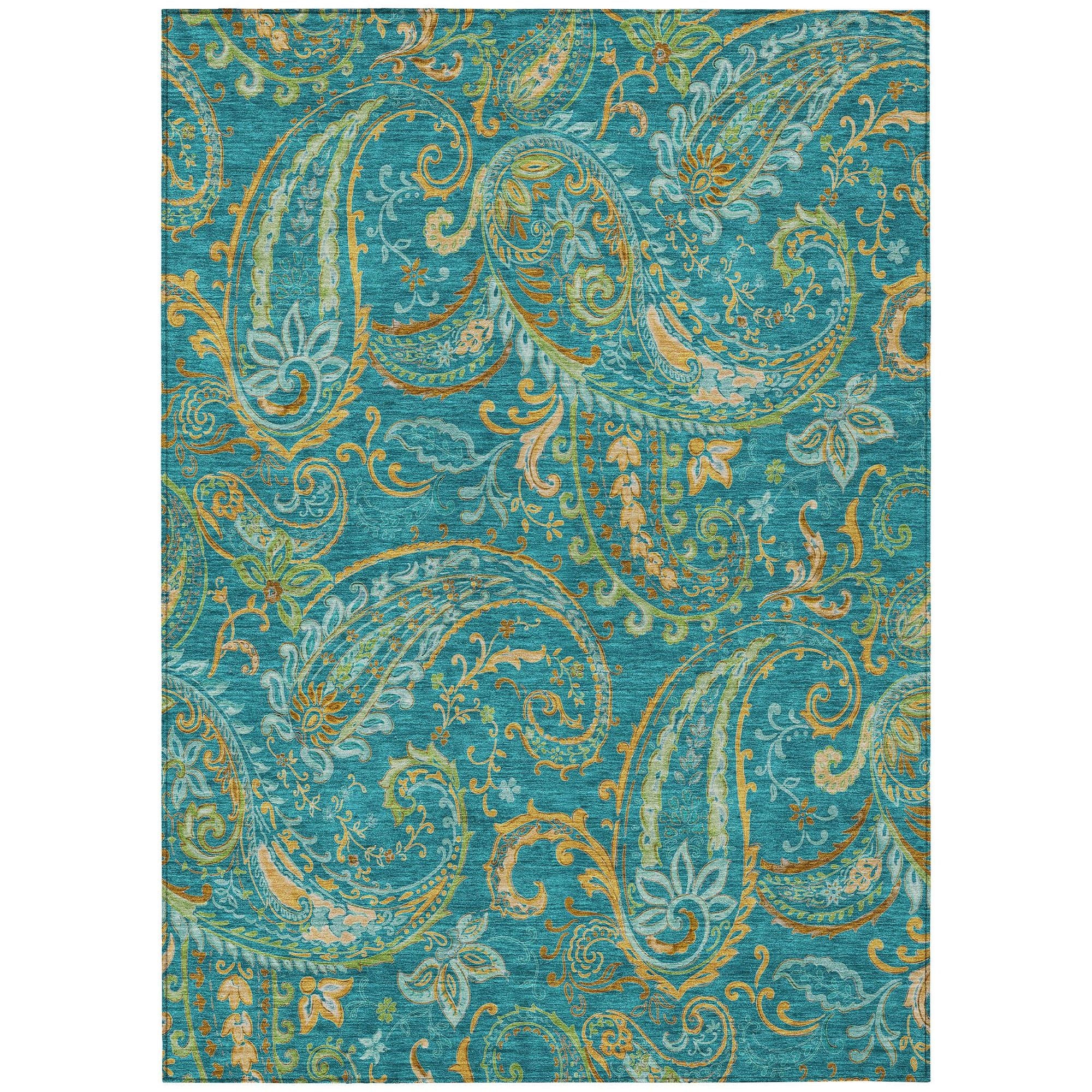 Machine Made ACN533 Teal  Rugs #color_teal 