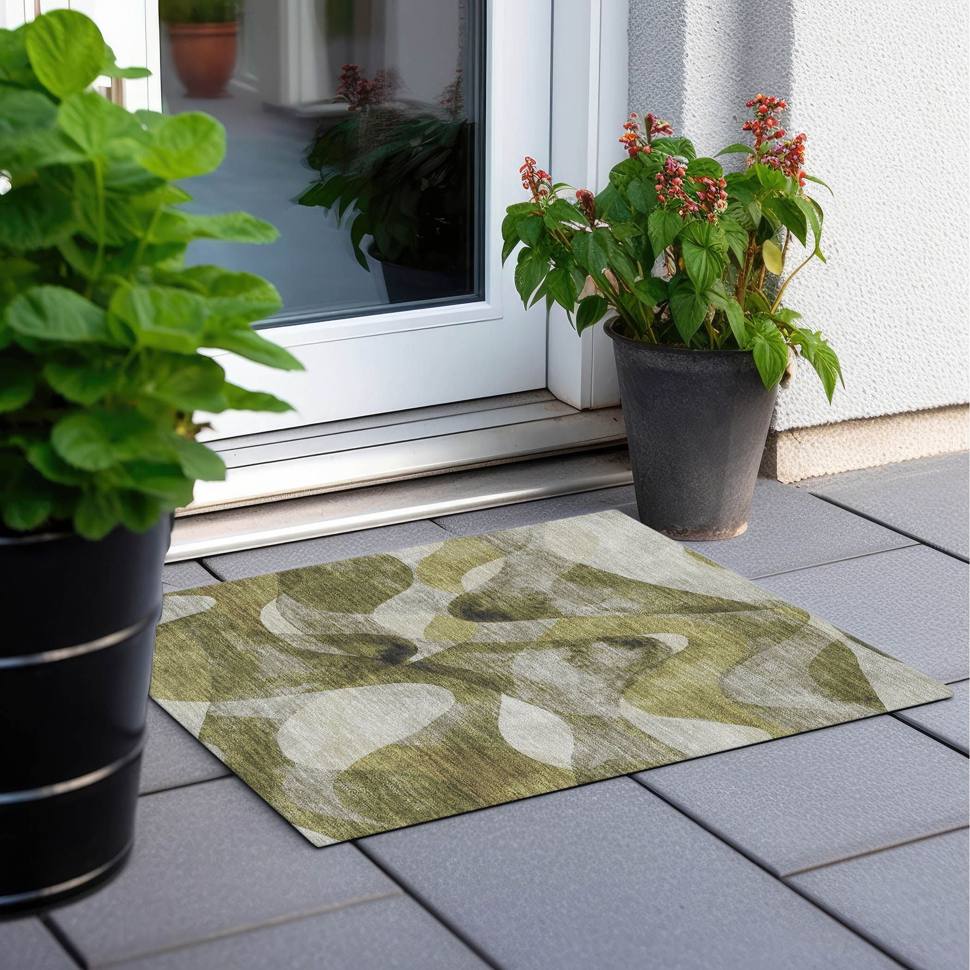 Machine Made ACN536 Olive Green Rugs #color_olive green