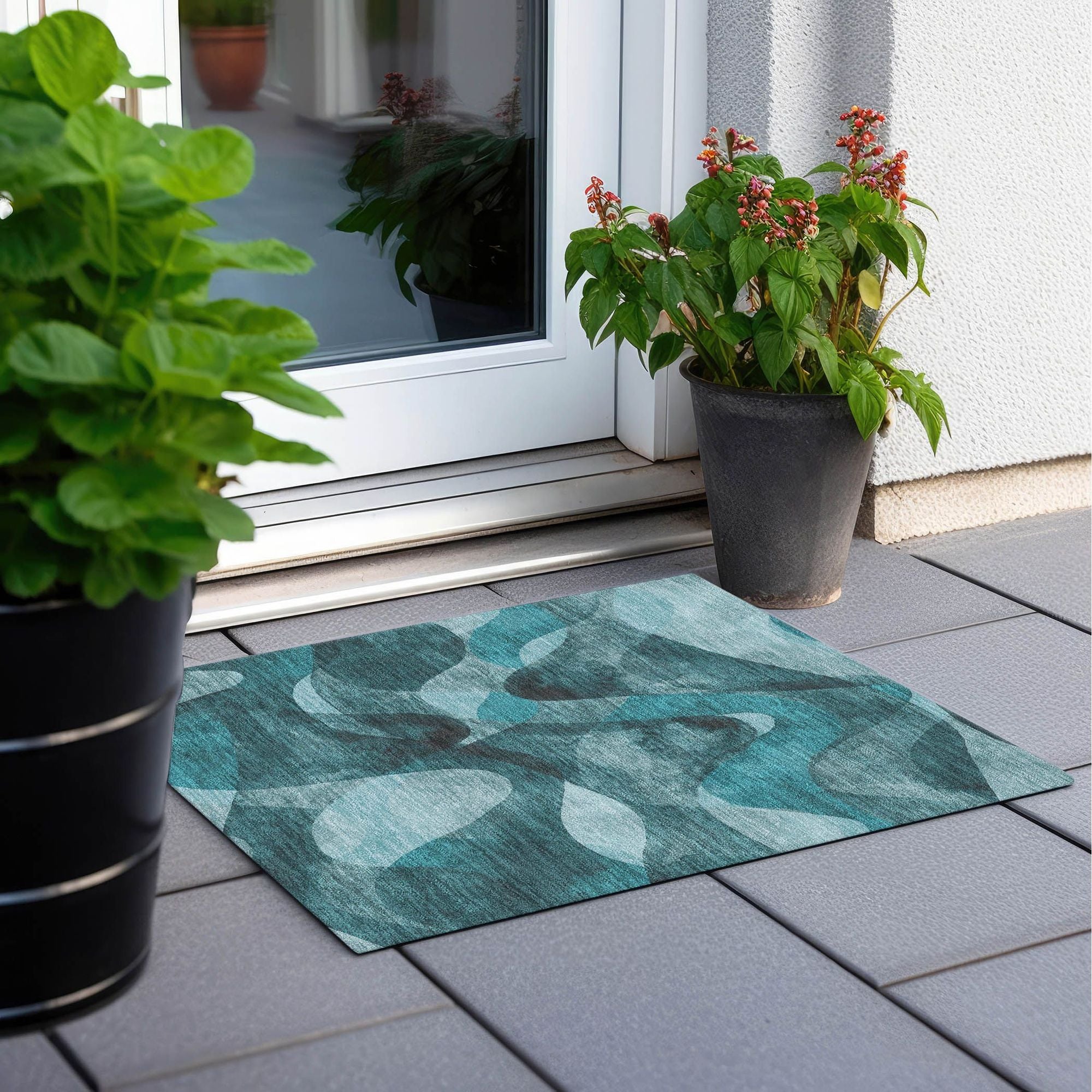 Machine Made ACN536 Teal  Rugs #color_teal 