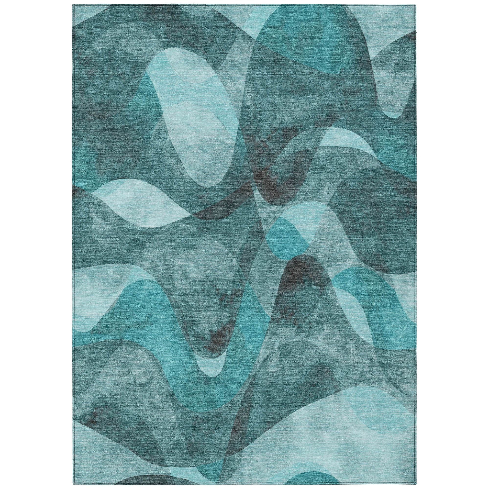 Machine Made ACN536 Teal  Rugs #color_teal 