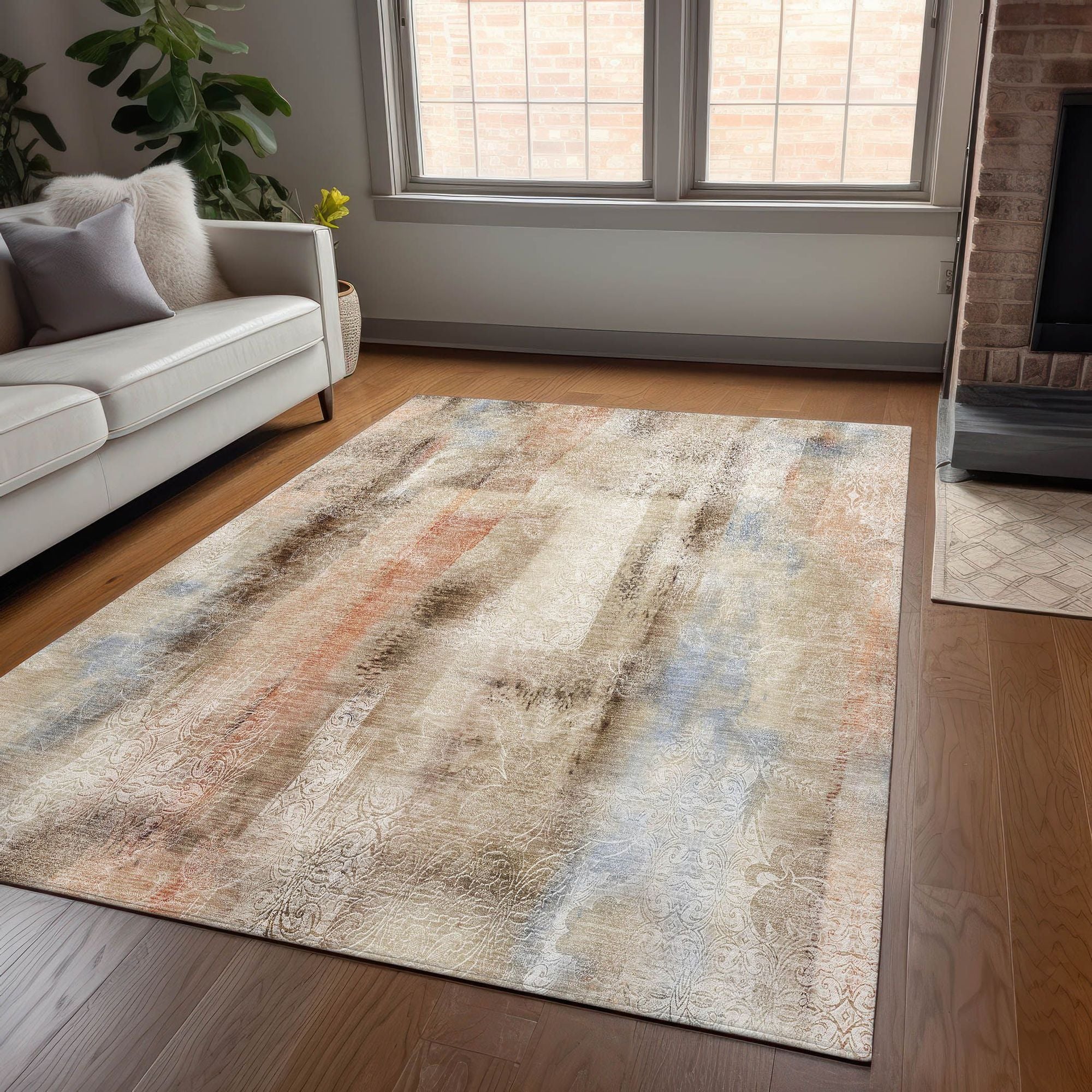 Machine Made ACN537 Beige Brown Rugs #color_beige brown