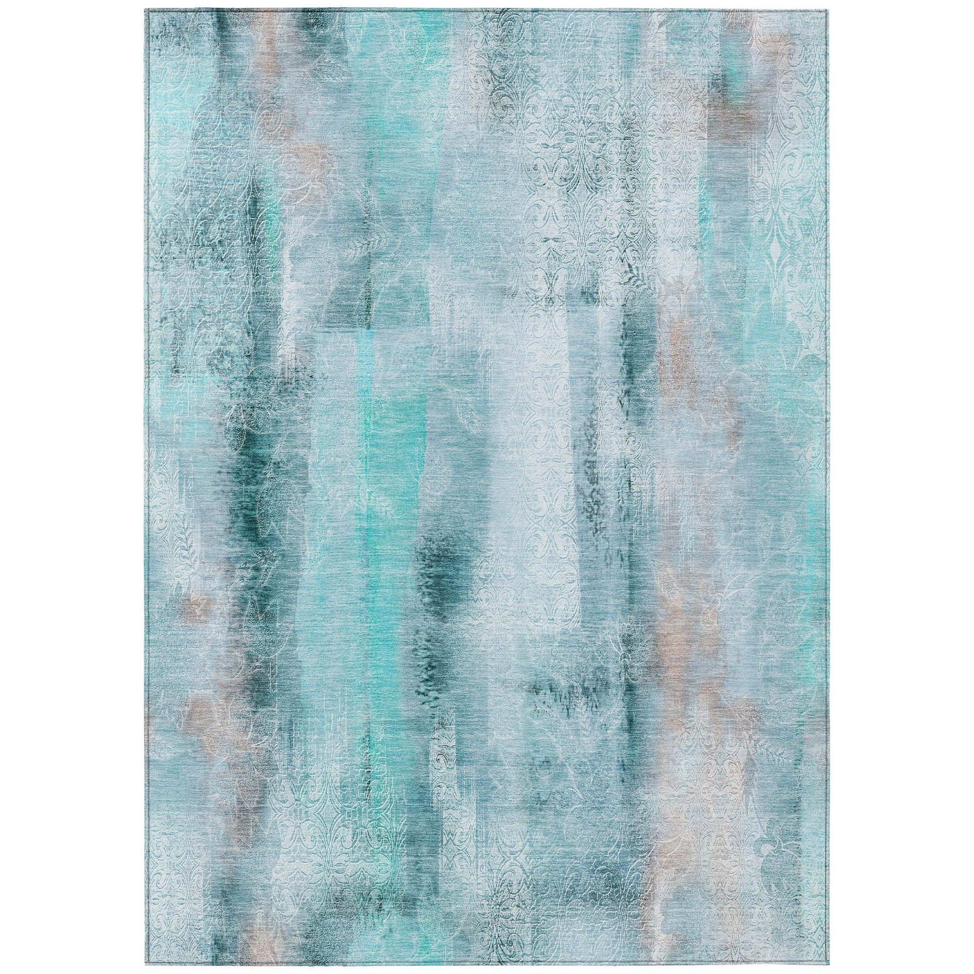 Machine Made ACN537 Teal  Rugs #color_teal 