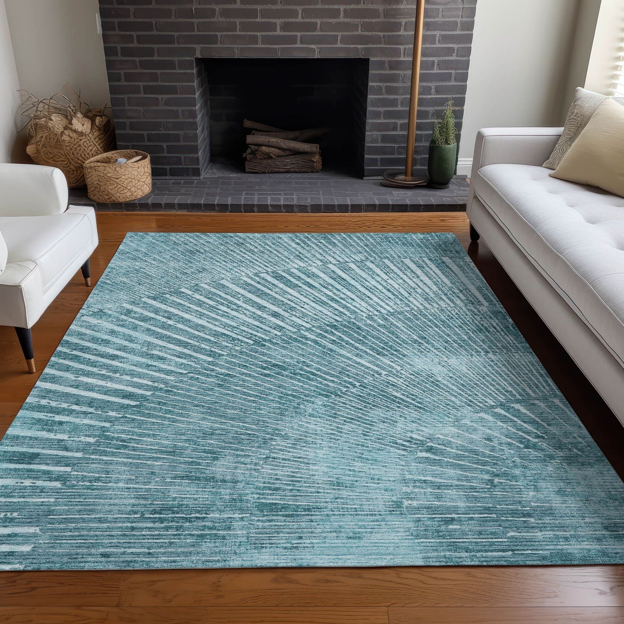 Machine Made ACN542 Teal  Rugs #color_teal 