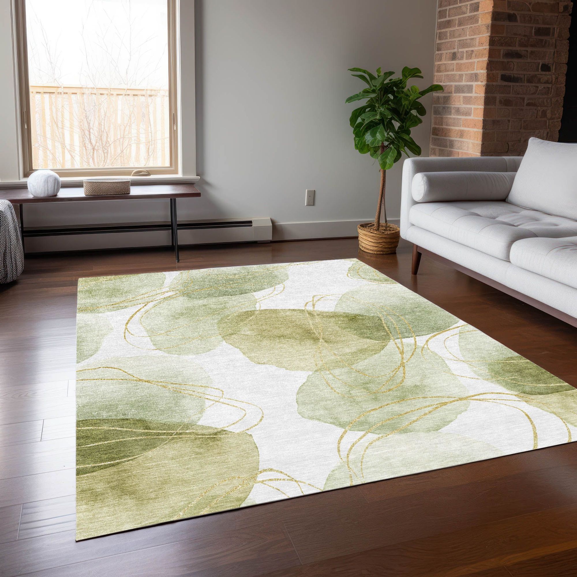 Machine Made ACN544 Green  Rugs #color_green 