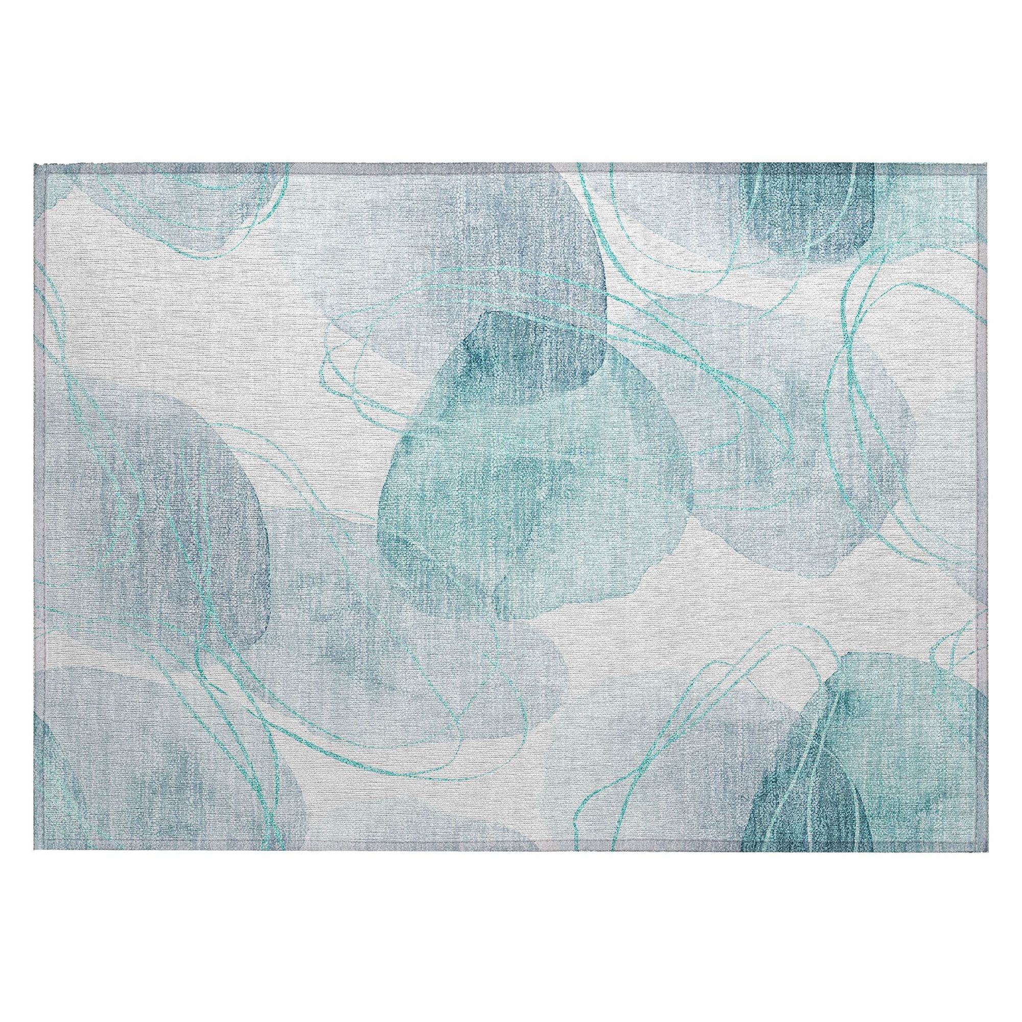 Machine Made ACN544 Teal  Rugs #color_teal 