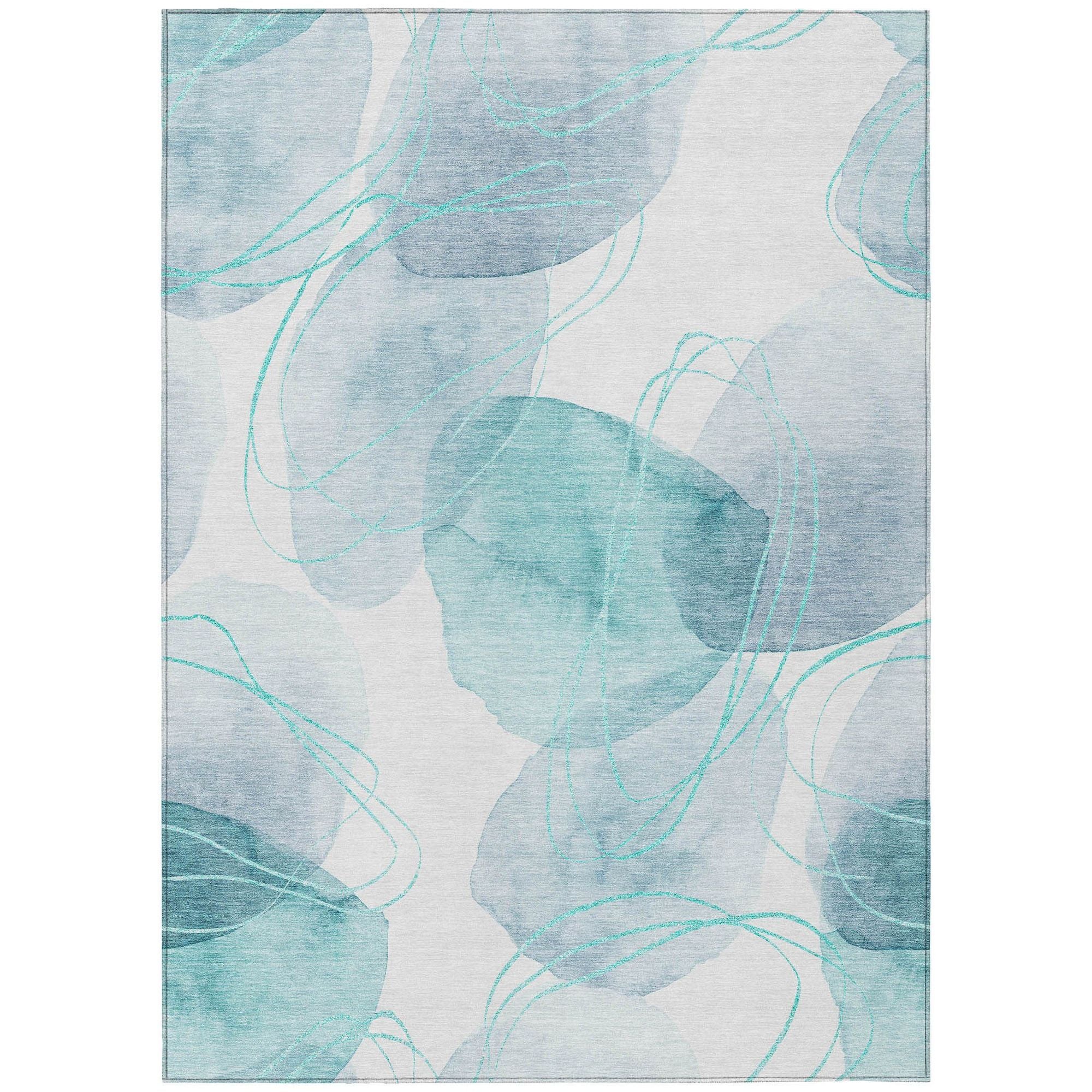 Machine Made ACN544 Teal  Rugs #color_teal 