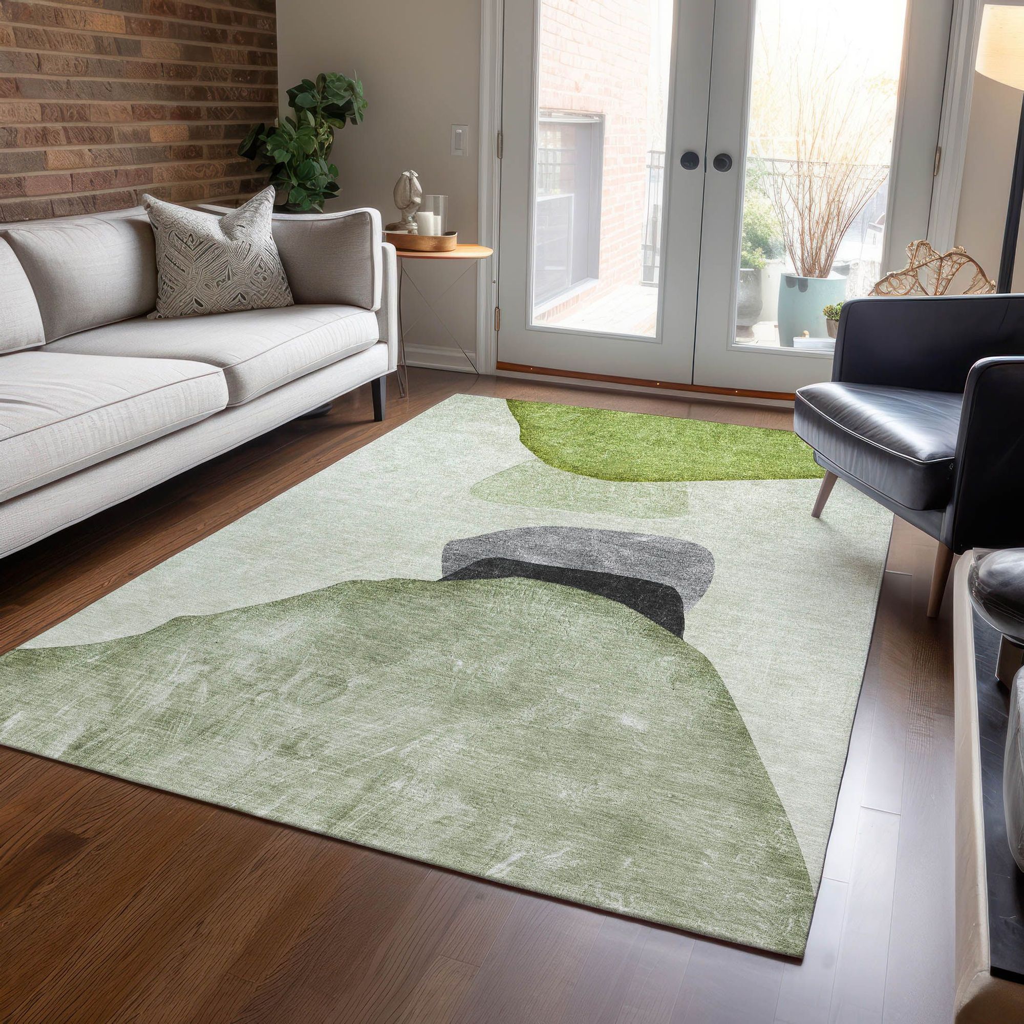 Machine Made ACN547 Green  Rugs #color_green 