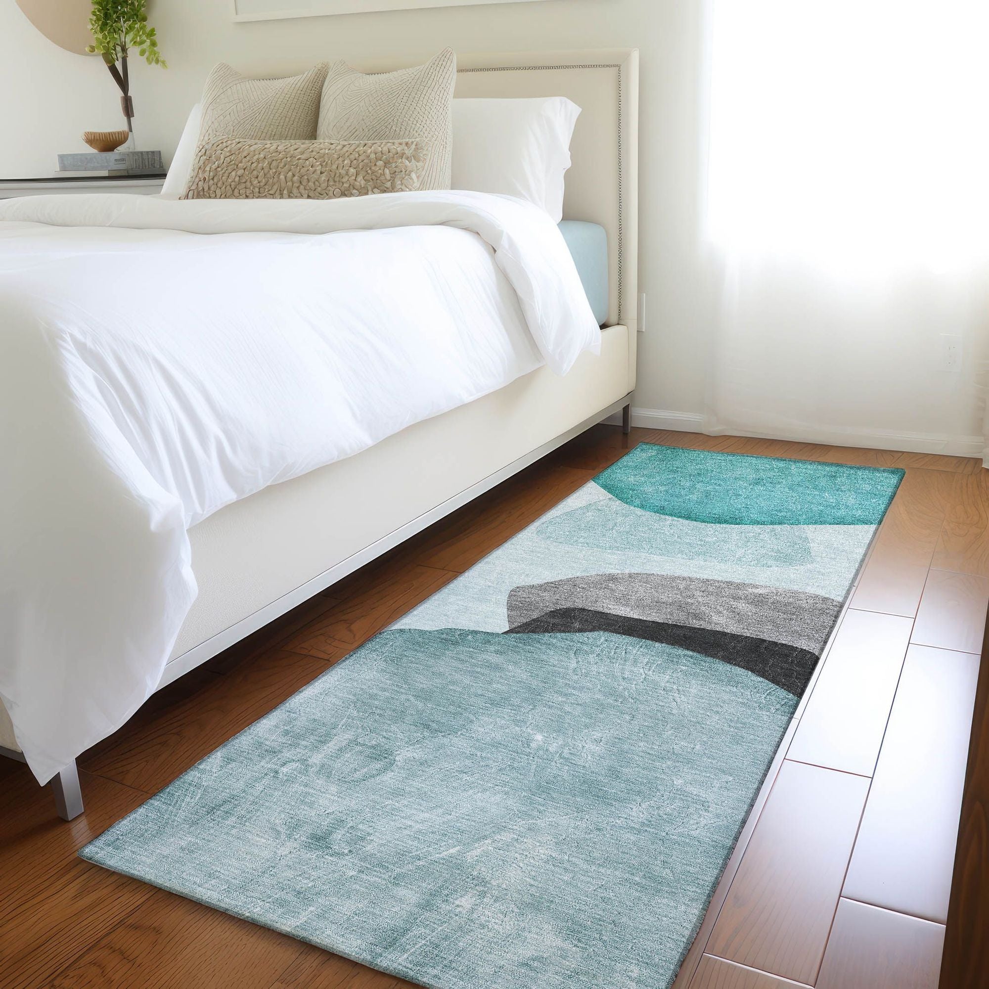 Machine Made ACN547 Teal  Rugs #color_teal 