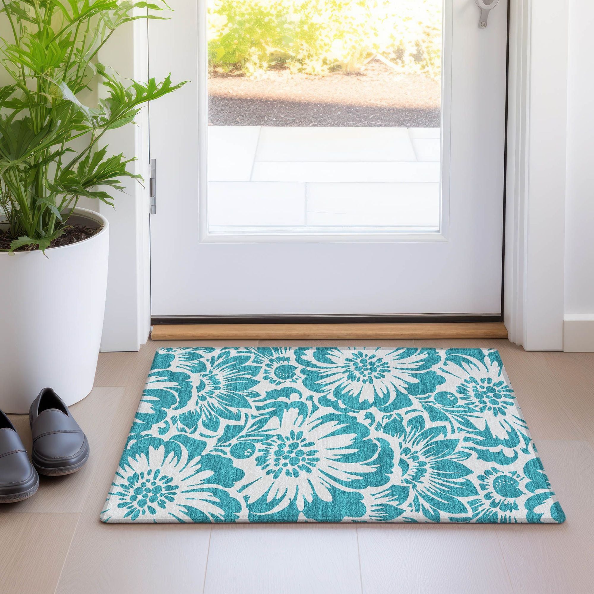 Machine Made ACN551 Teal  Rugs #color_teal 