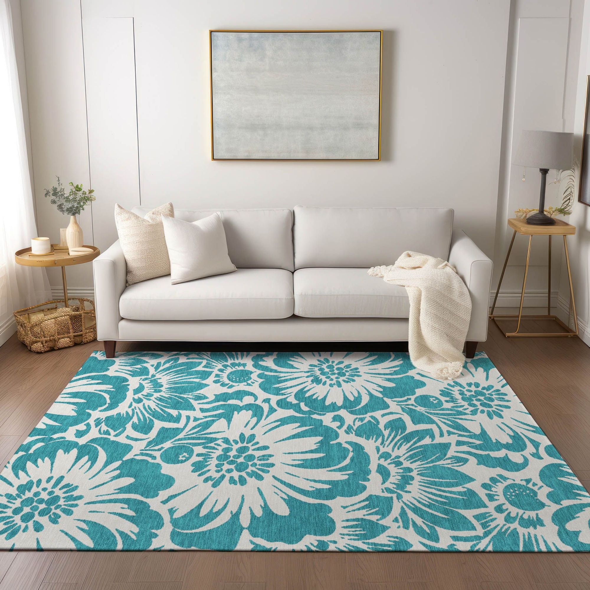 Machine Made ACN551 Teal  Rugs #color_teal 