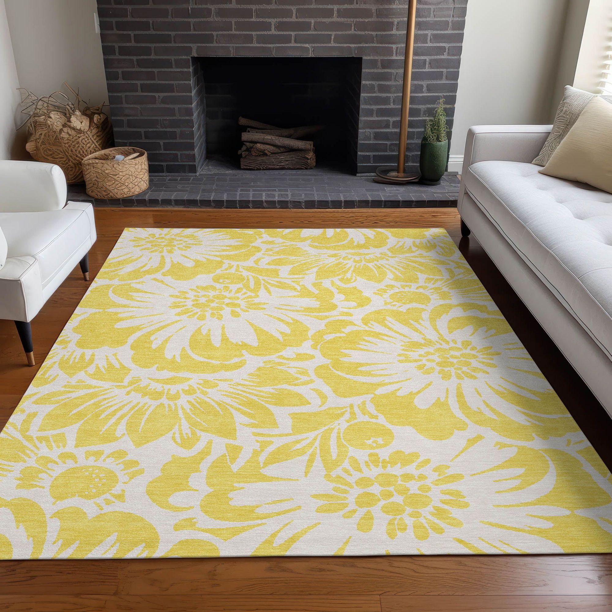 Machine Made ACN551 Yellow Gold Rugs #color_yellow gold