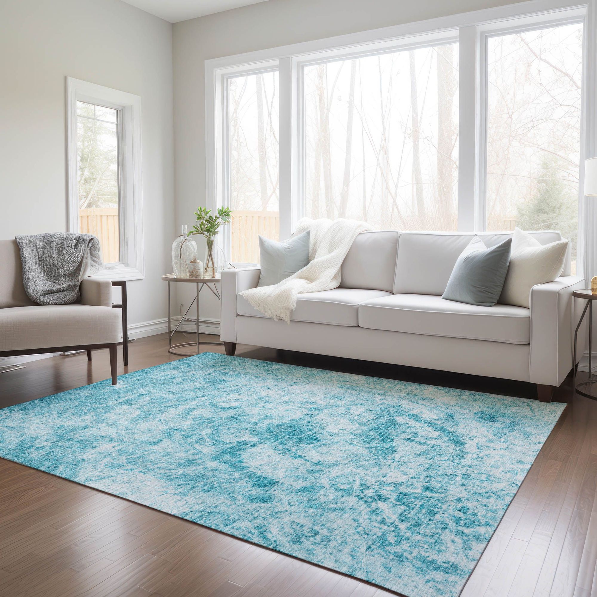 Machine Made ACN553 Teal  Rugs #color_teal 