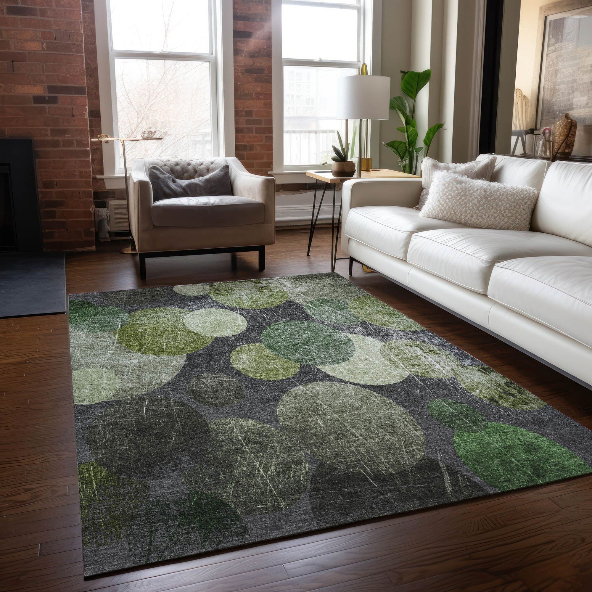 Machine Made ACN556 Green  Rugs #color_green 