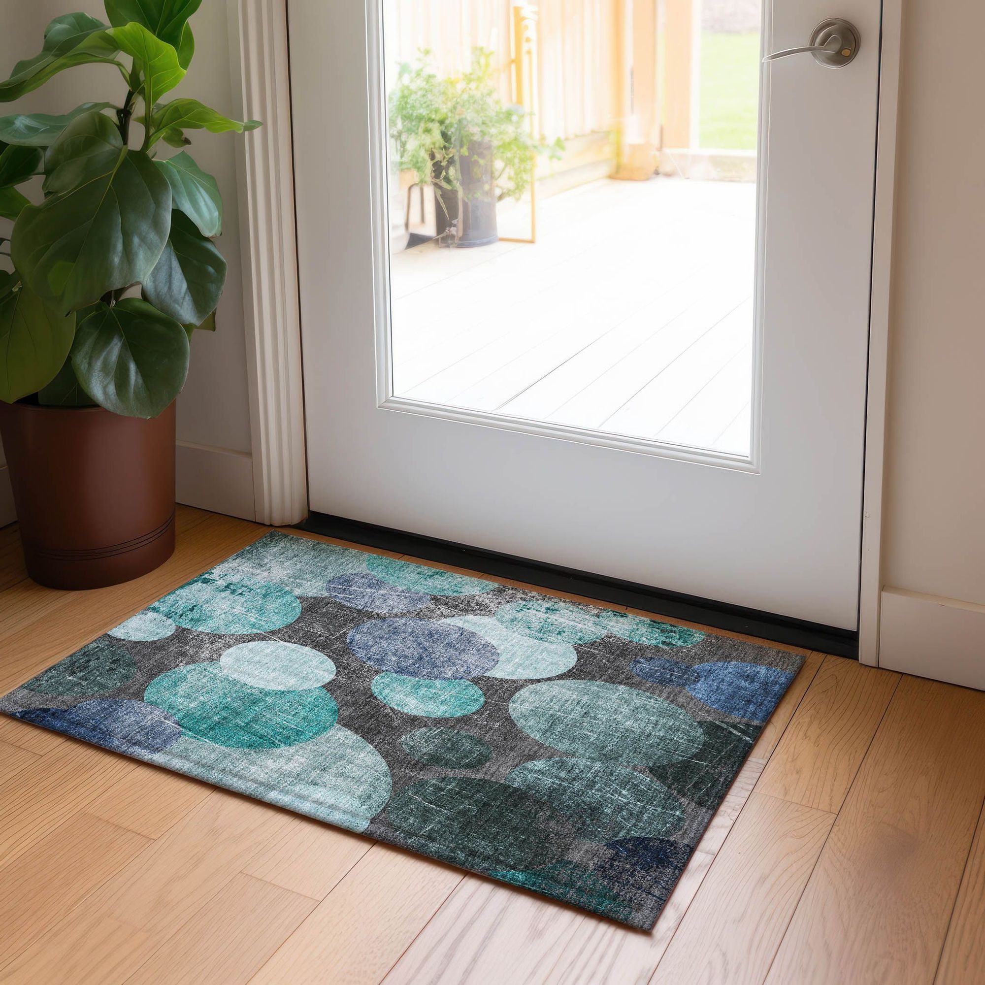 Machine Made ACN556 Teal  Rugs #color_teal 