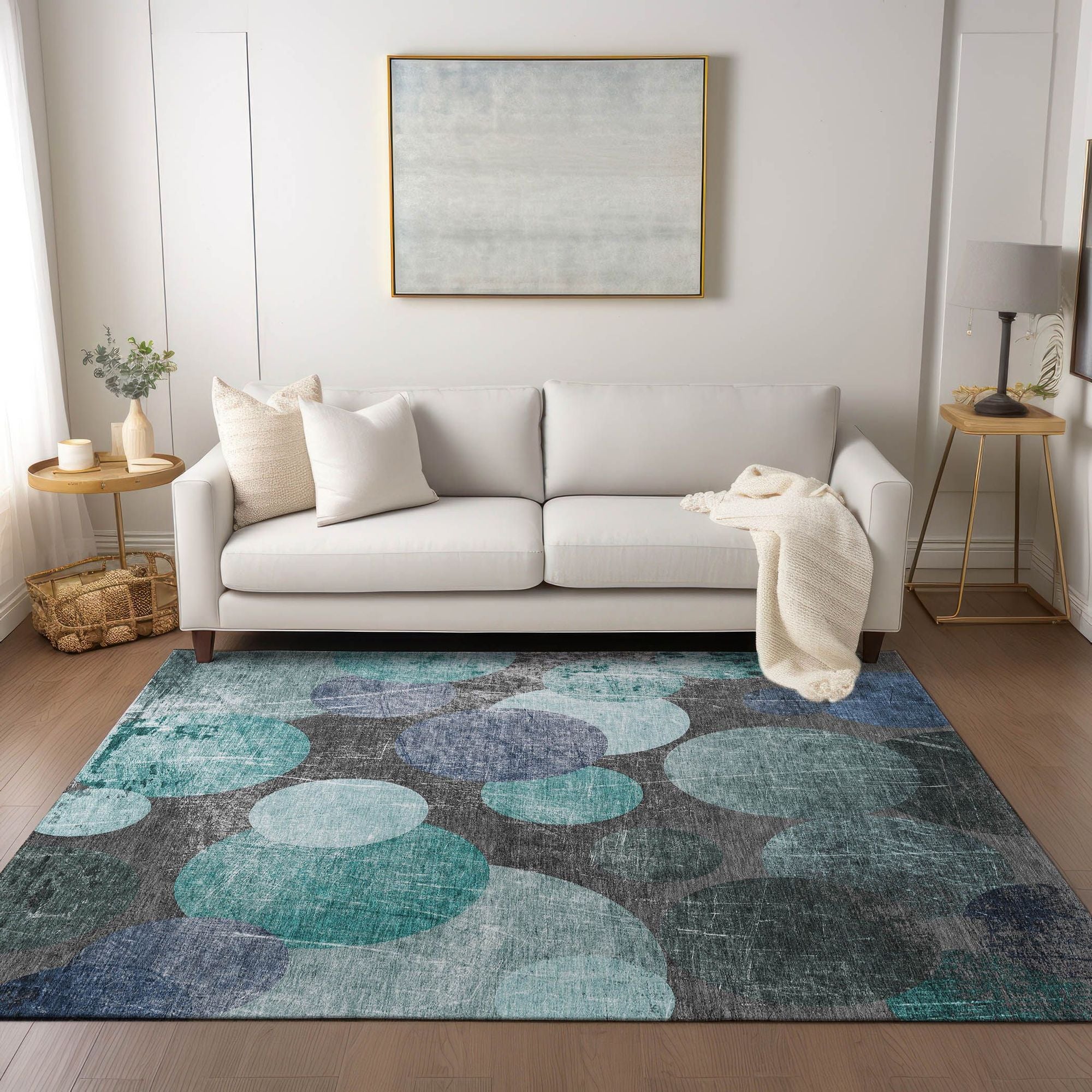 Machine Made ACN556 Teal  Rugs #color_teal 