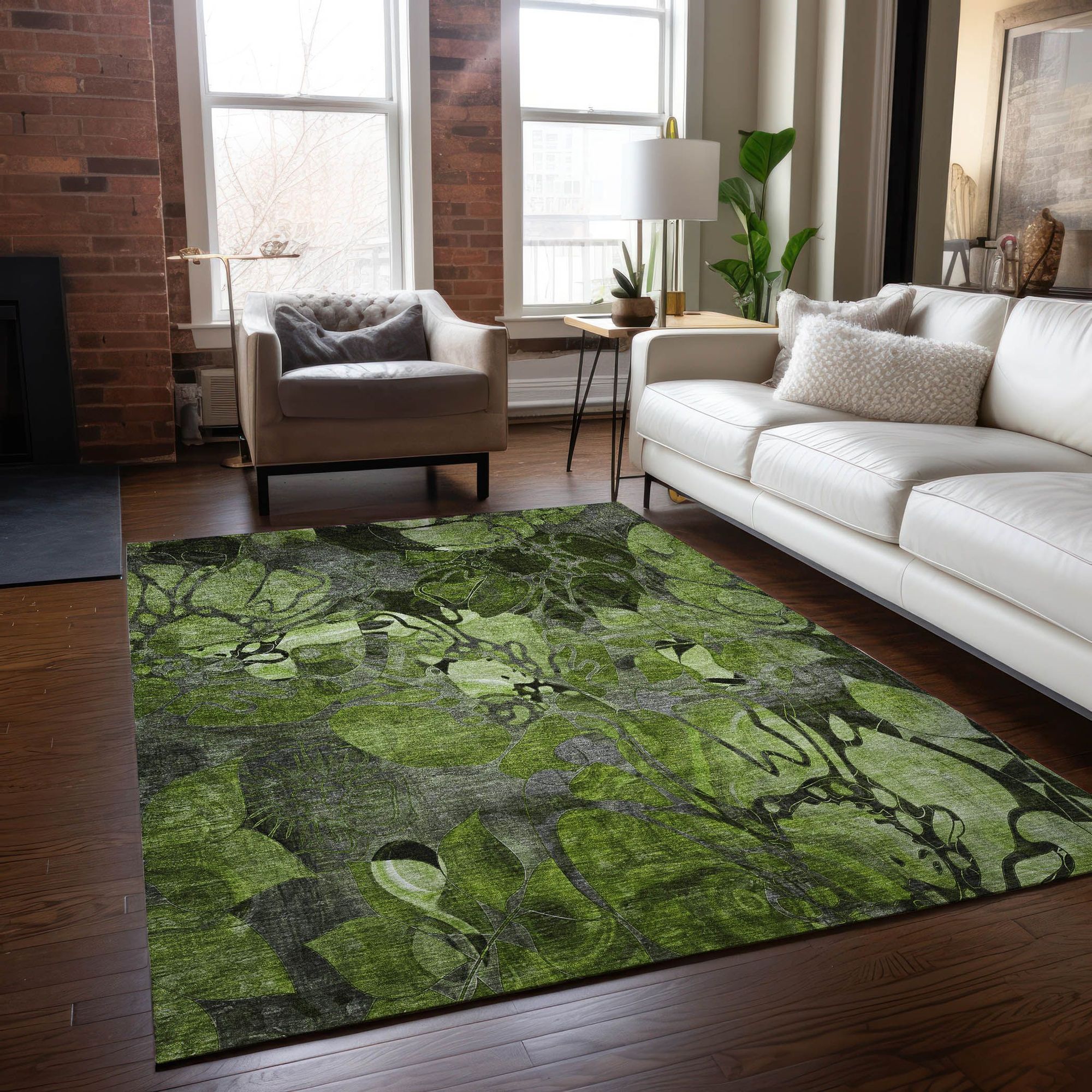 Machine Made ACN558 Fern Green Rugs #color_fern green