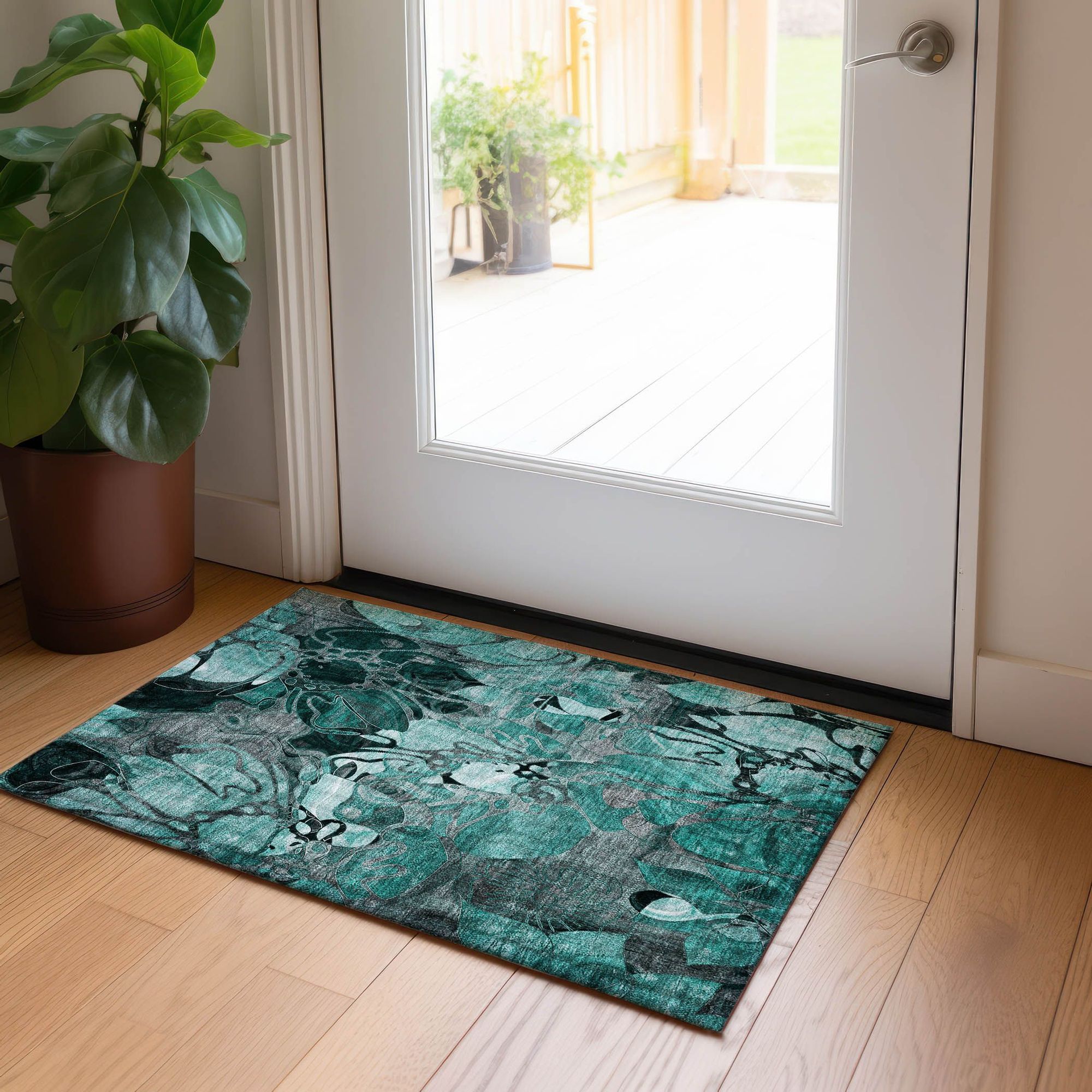 Machine Made ACN558 Teal  Rugs #color_teal 