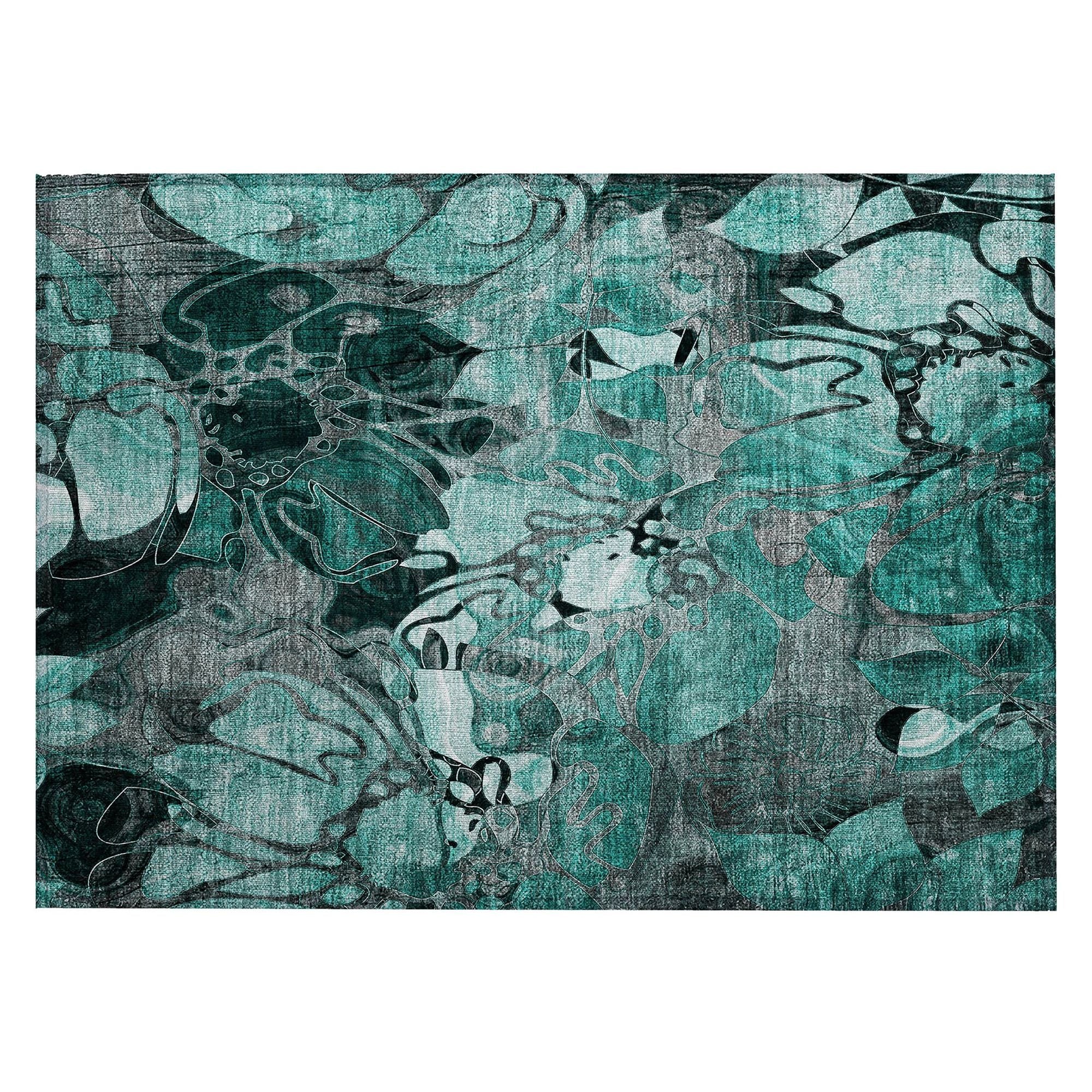 Machine Made ACN558 Teal  Rugs #color_teal 