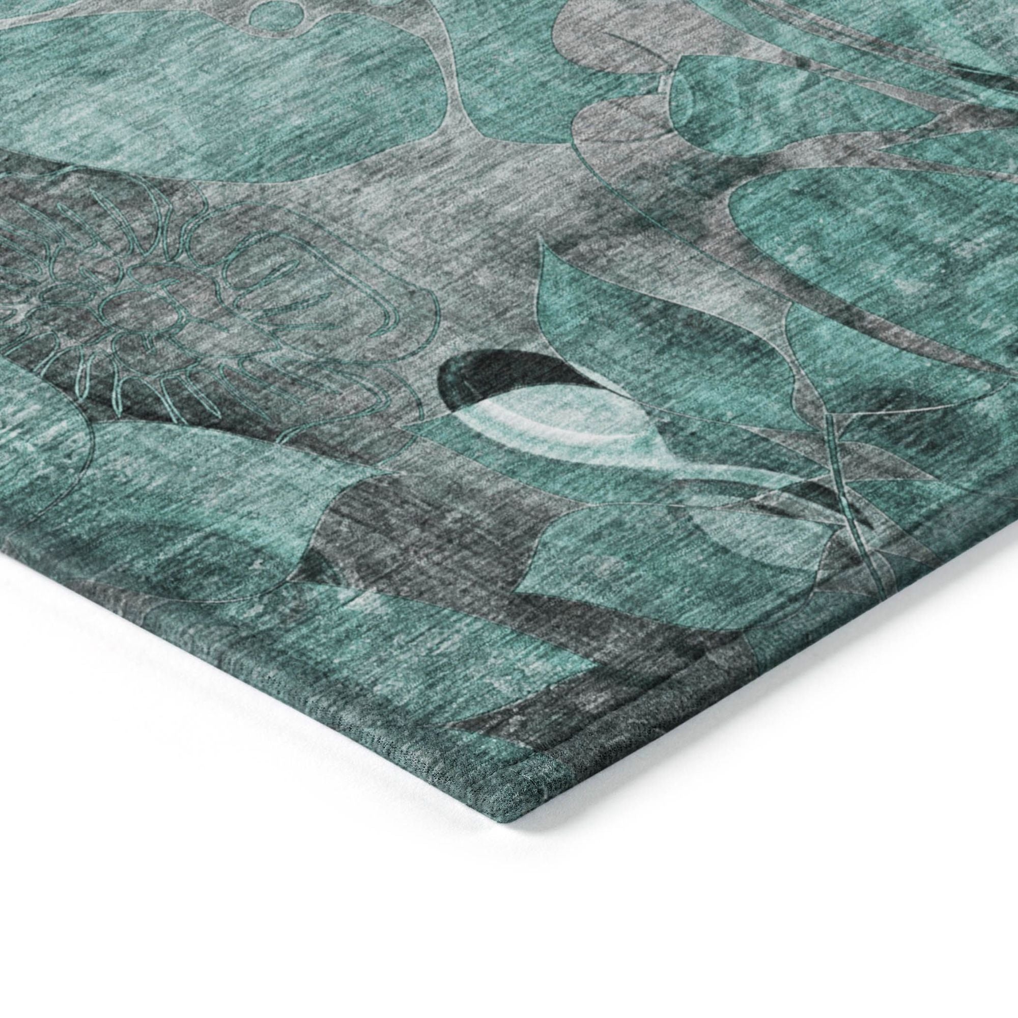 Machine Made ACN558 Teal  Rugs #color_teal 