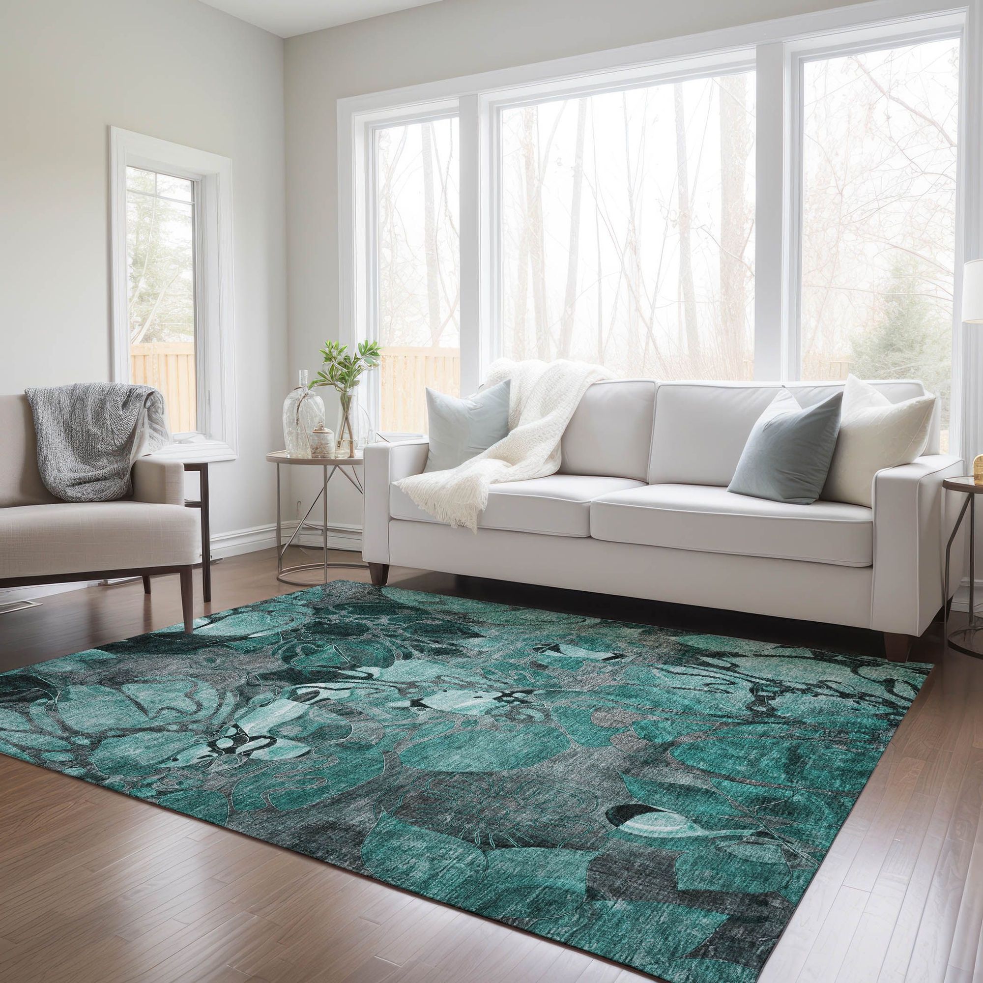 Machine Made ACN558 Teal  Rugs #color_teal 