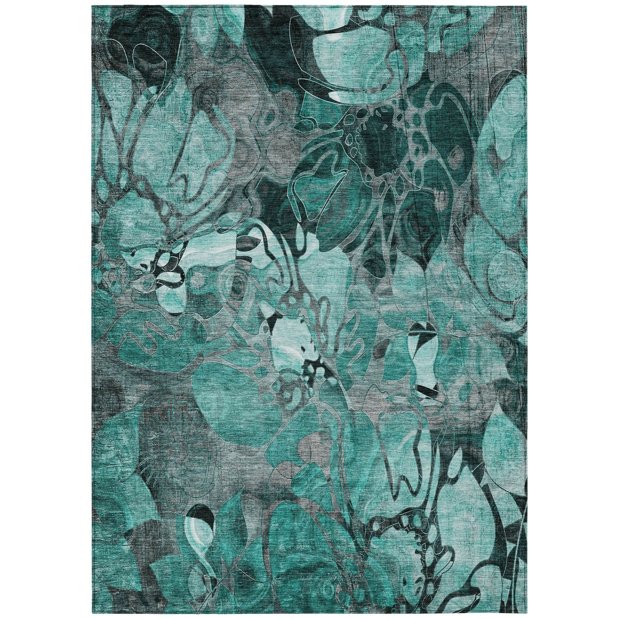 Machine Made ACN558 Teal  Rugs #color_teal 