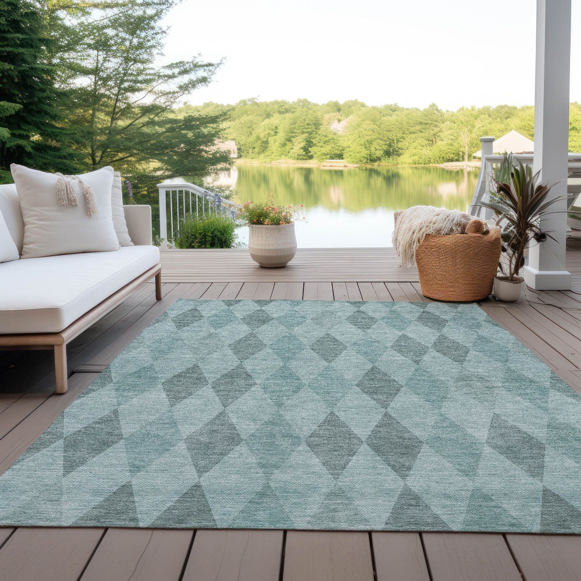 Machine Made ACN561 Teal  Rugs #color_teal 