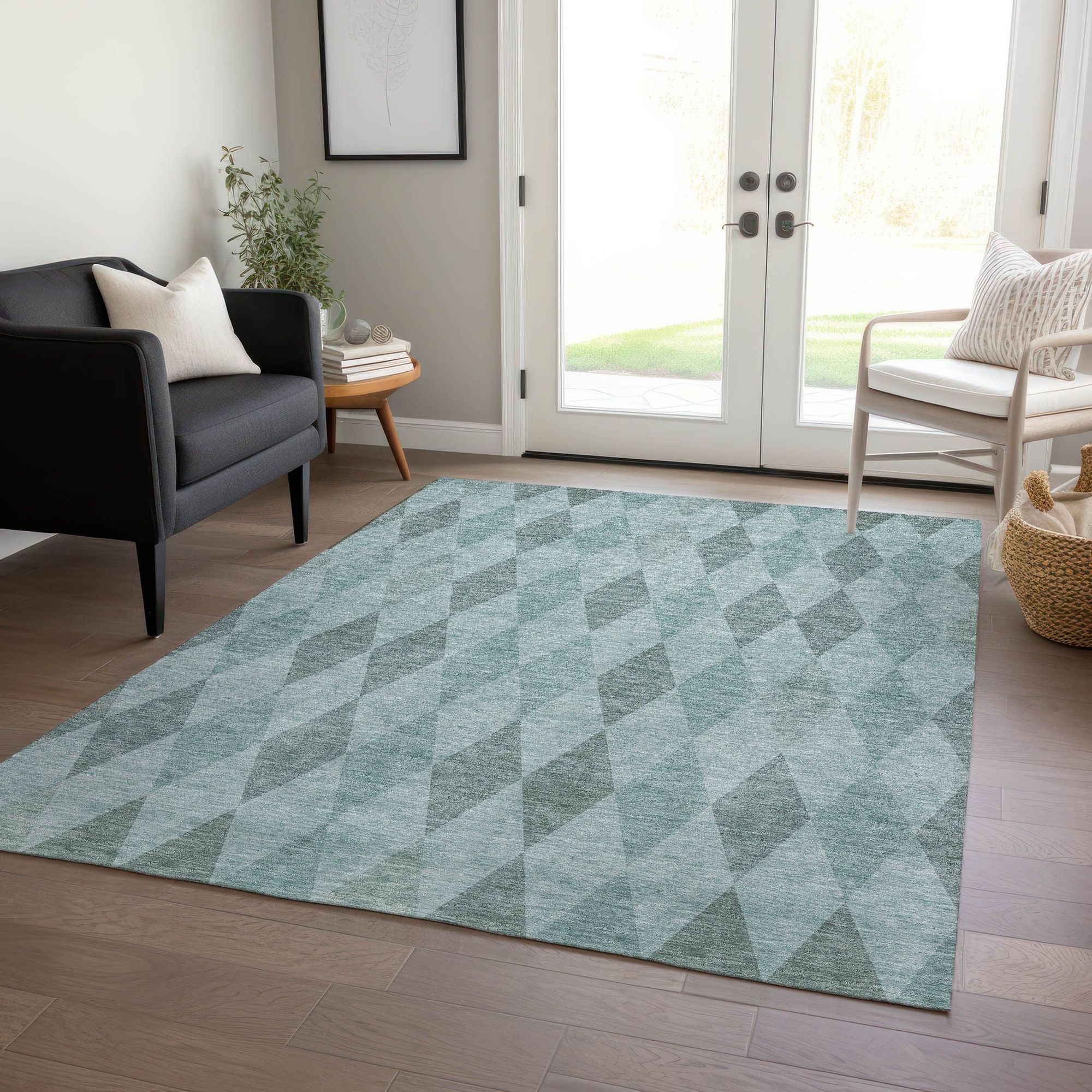 Machine Made ACN561 Teal  Rugs #color_teal 