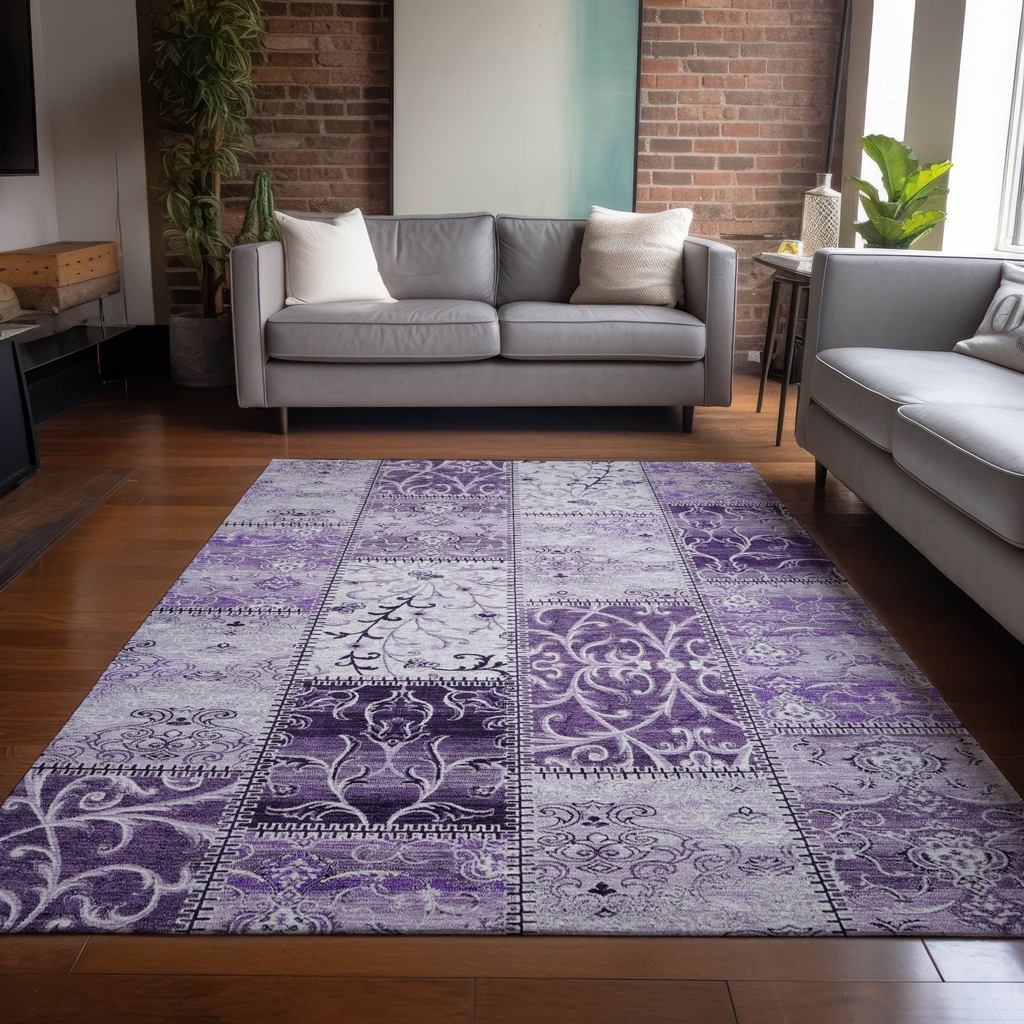 Machine Made ACN566 Purple  Rugs #color_purple 