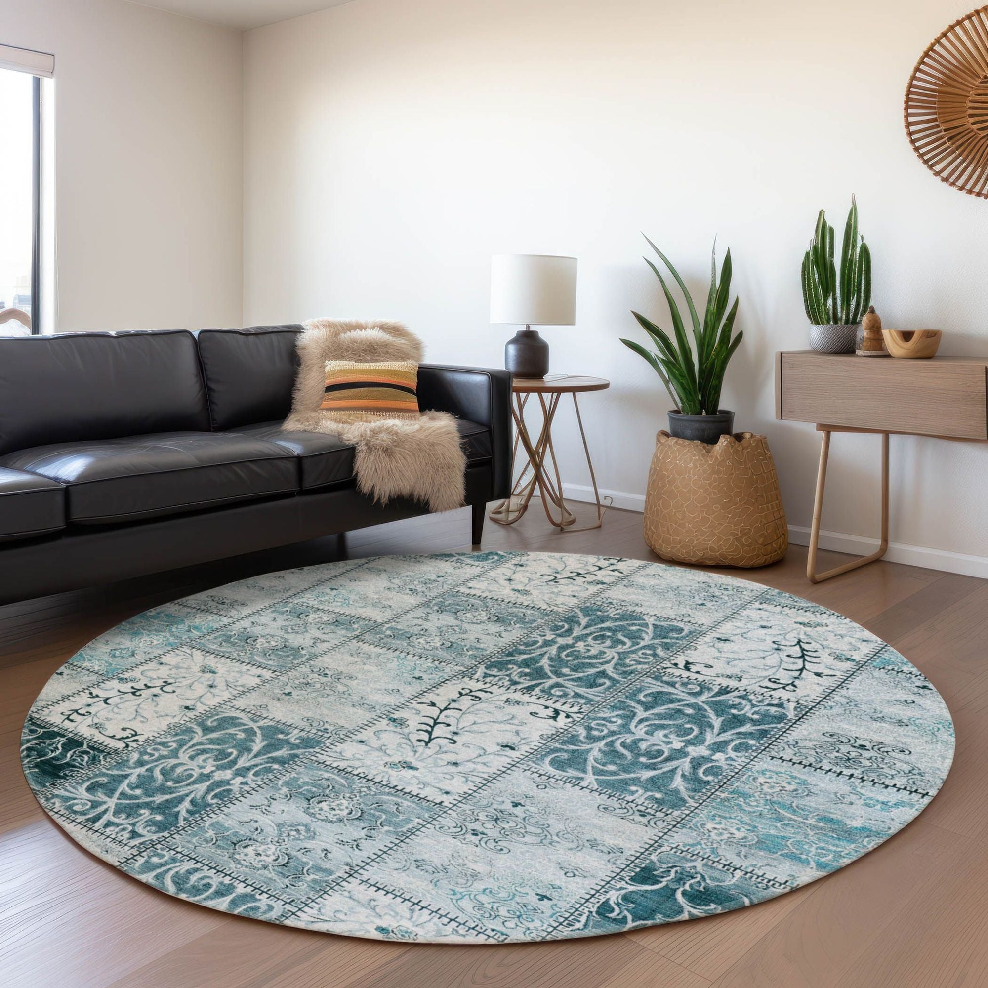 Machine Made ACN566 Teal  Rugs #color_teal 