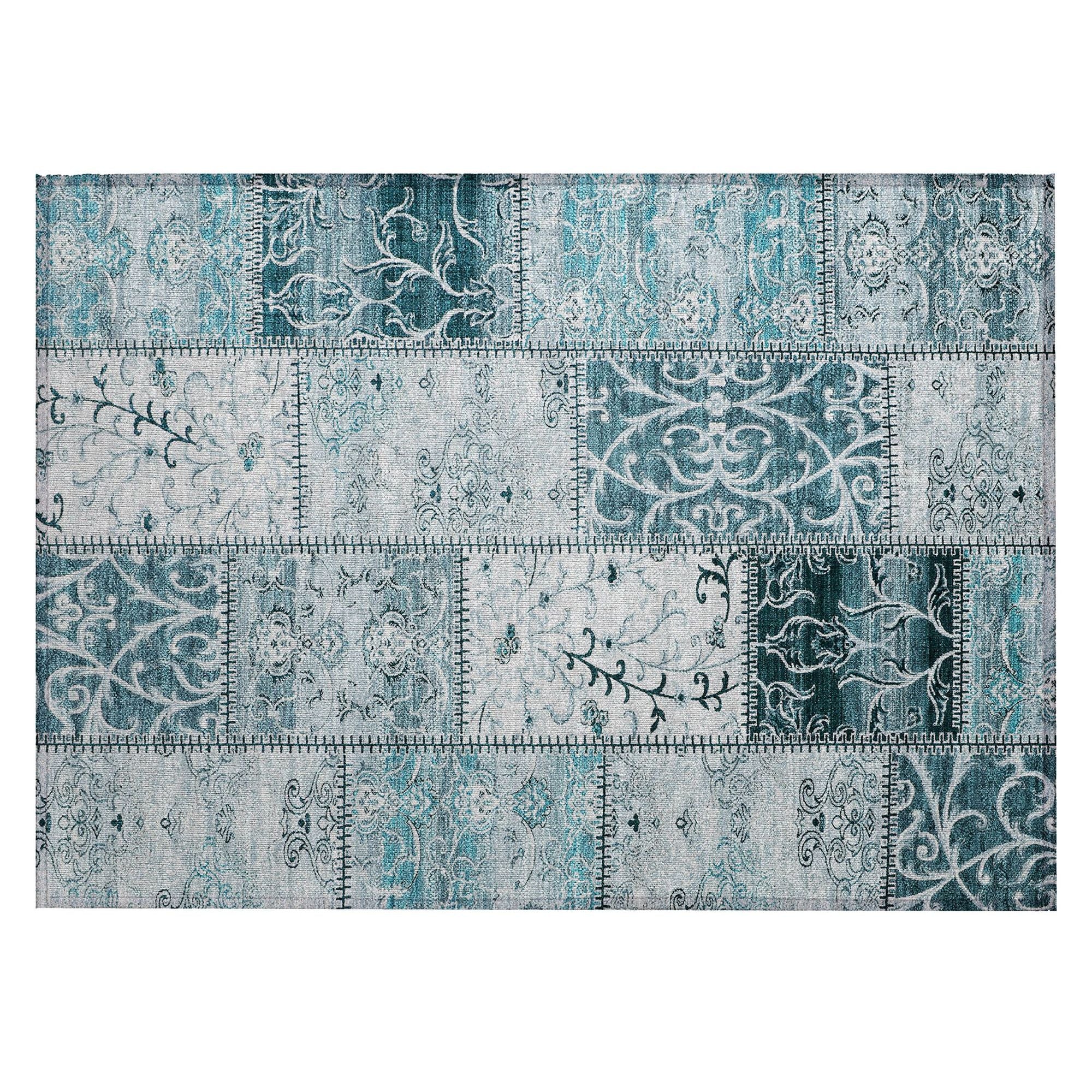 Machine Made ACN566 Teal  Rugs #color_teal 