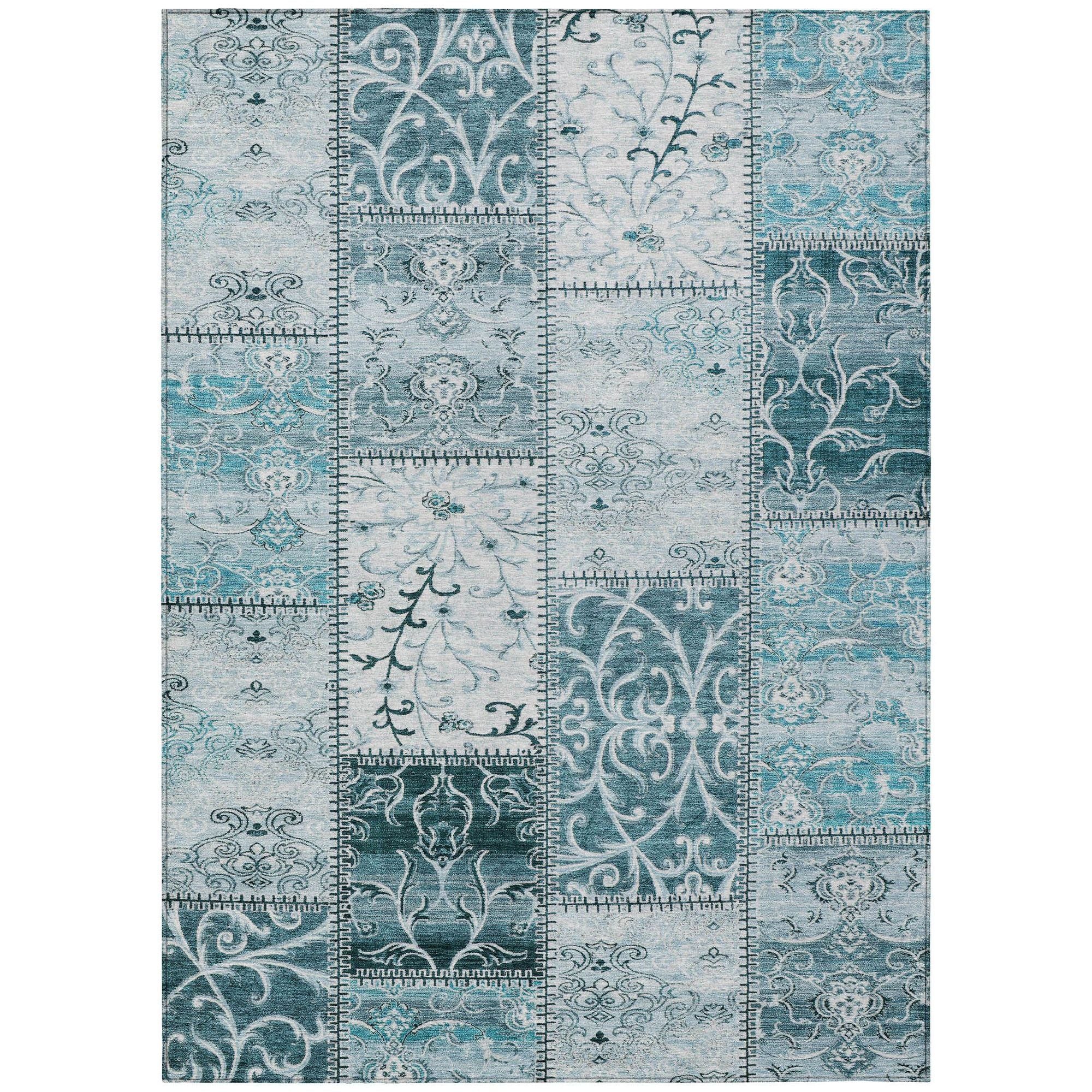 Machine Made ACN566 Teal  Rugs #color_teal 