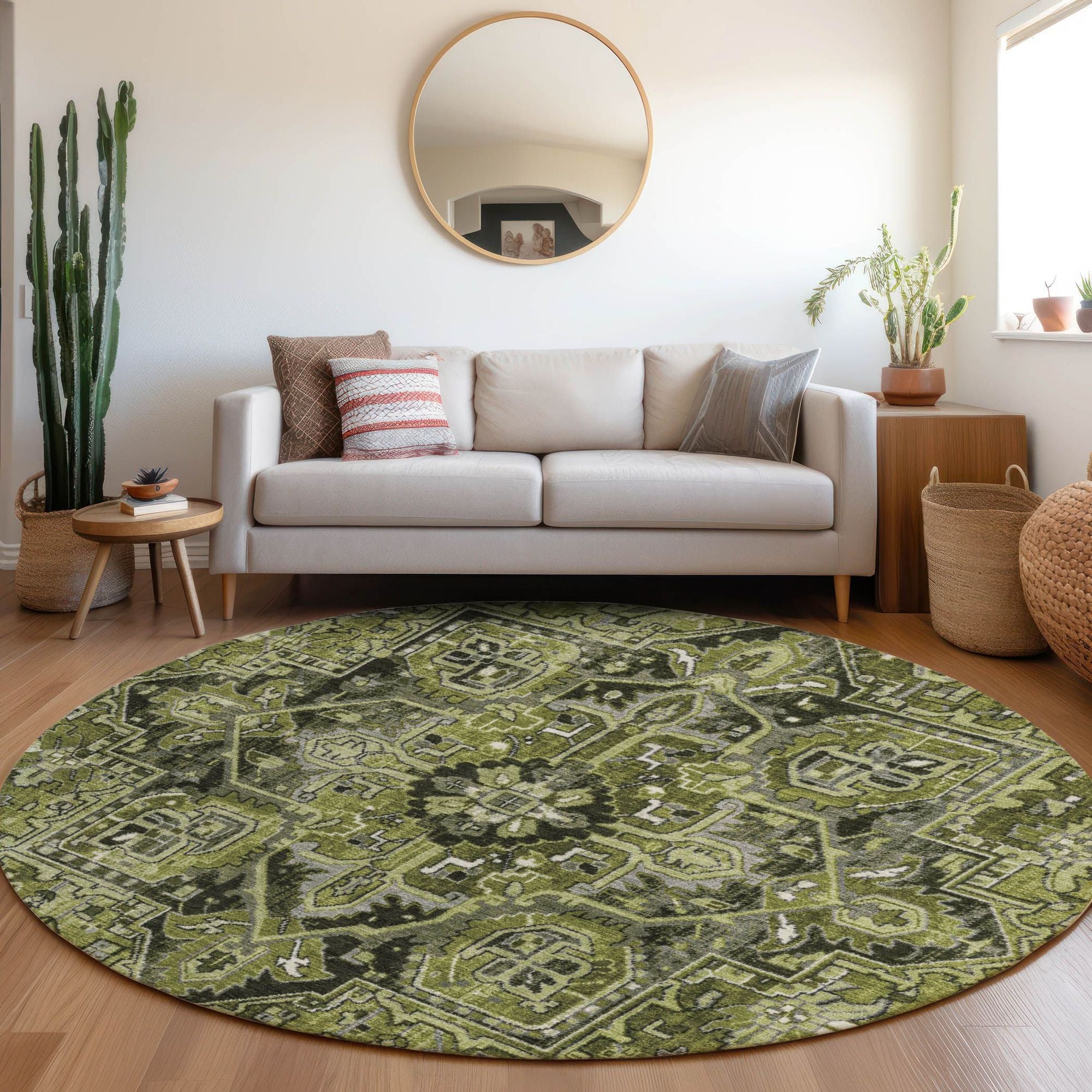 Machine Made ACN570 Olive Green Rugs #color_olive green