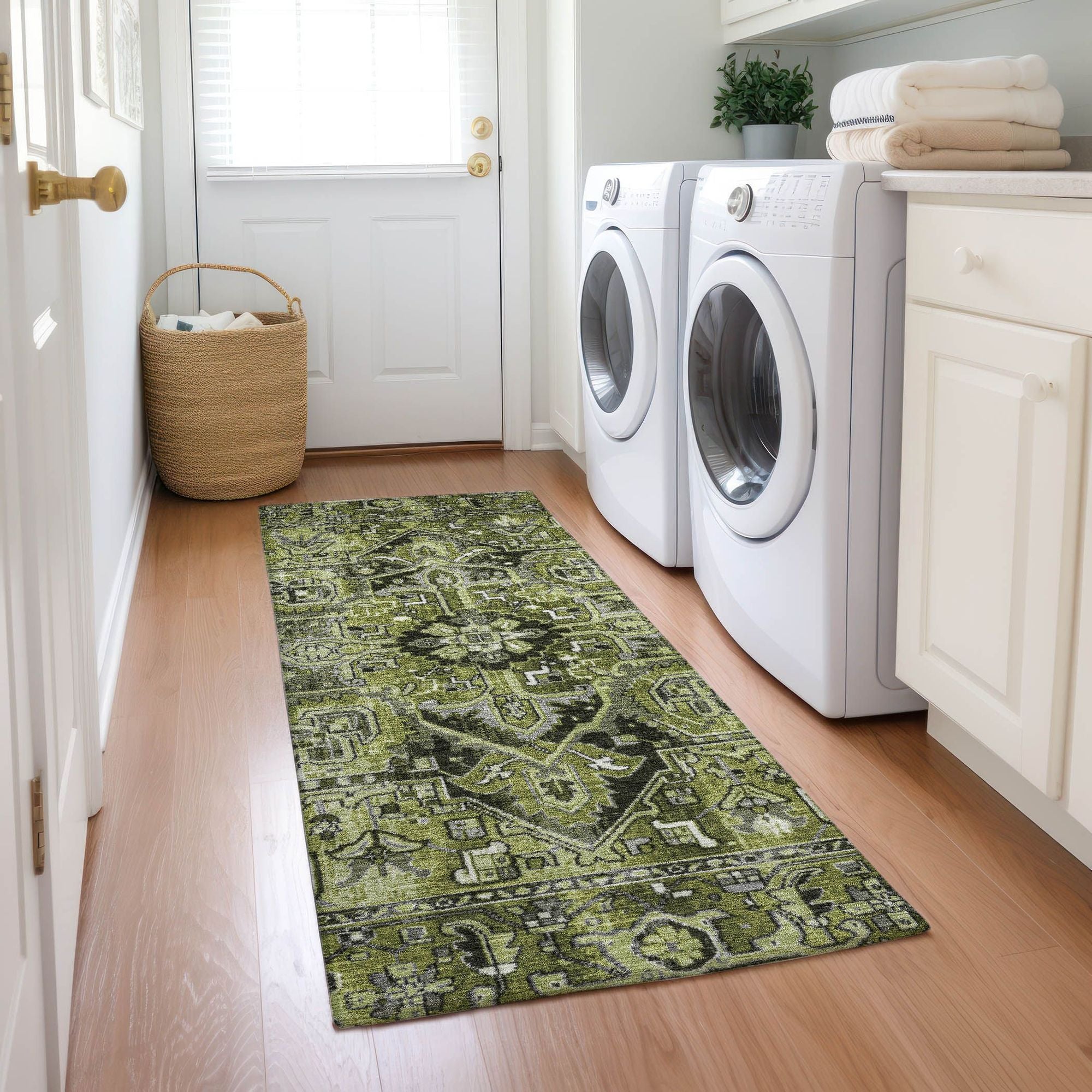 Machine Made ACN570 Olive Green Rugs #color_olive green