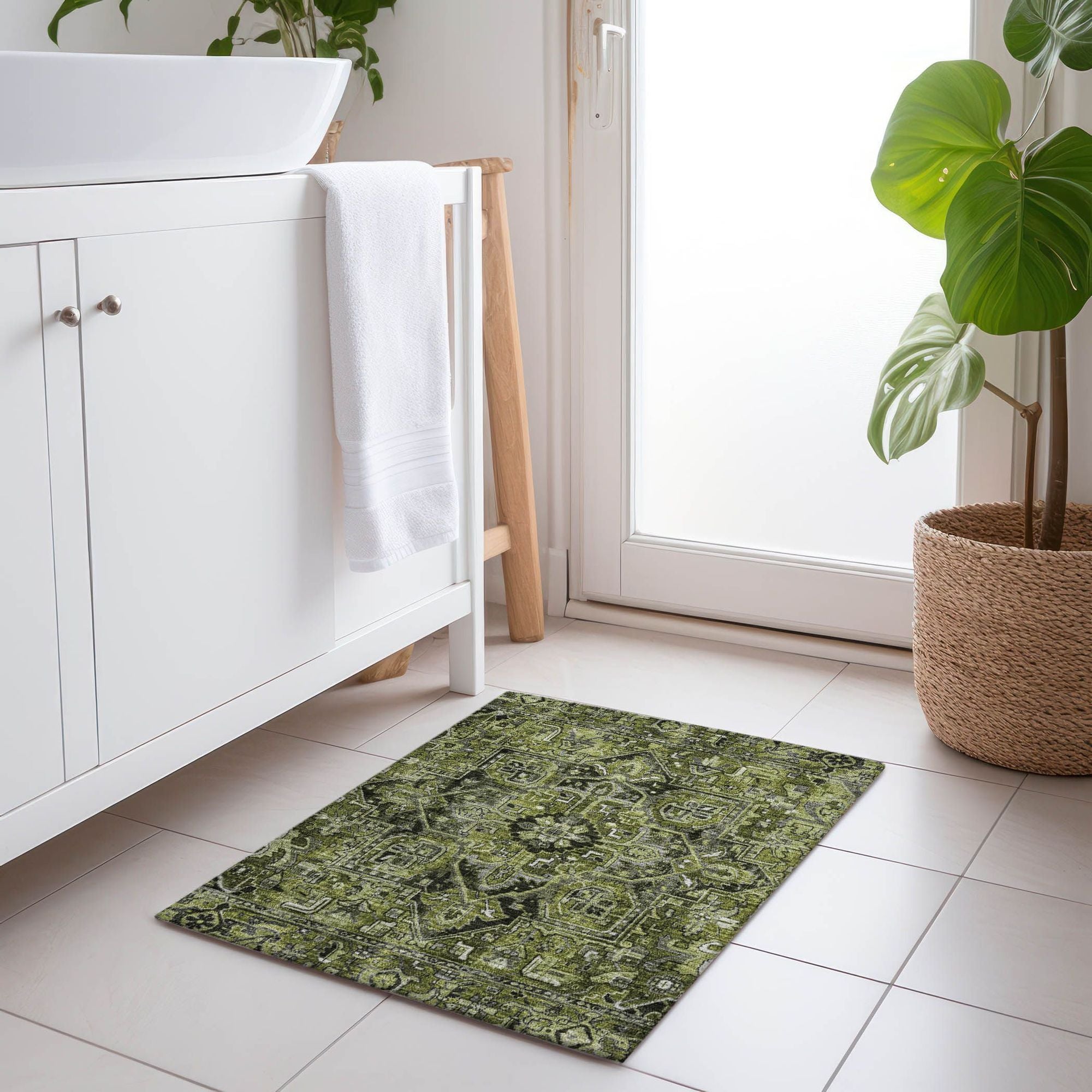 Machine Made ACN570 Olive Green Rugs #color_olive green