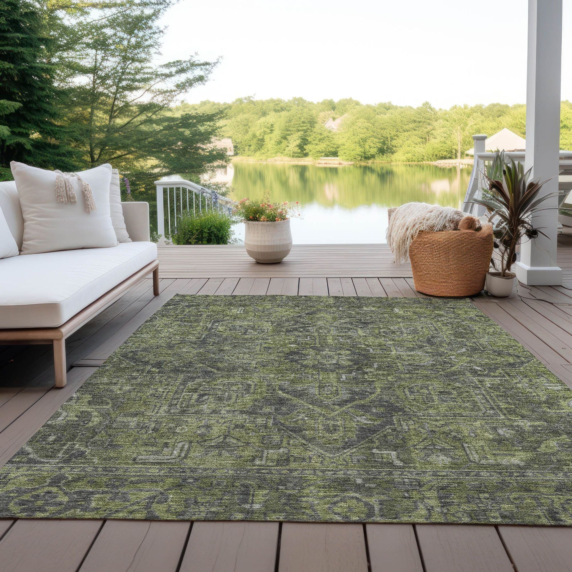 Machine Made ACN571 Green  Rugs #color_green 