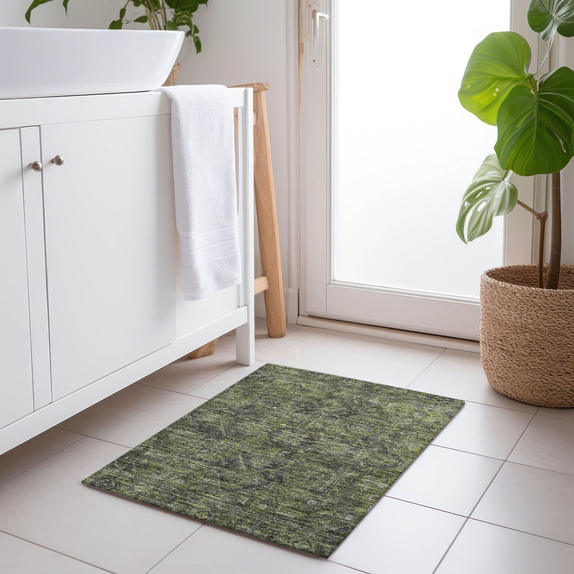 Machine Made ACN571 Green  Rugs #color_green 