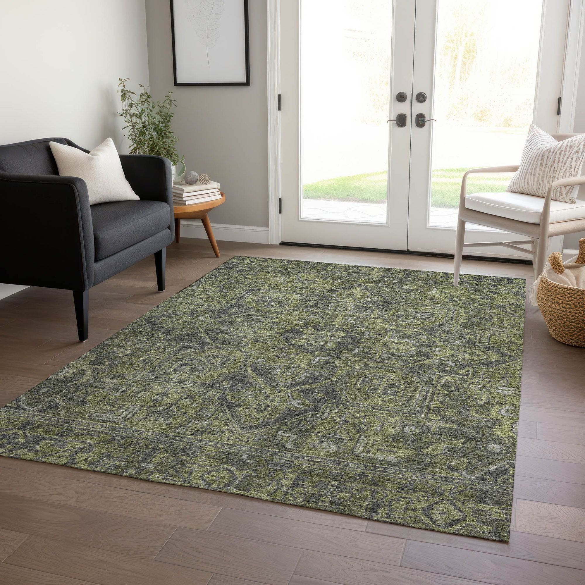 Machine Made ACN571 Green  Rugs #color_green 