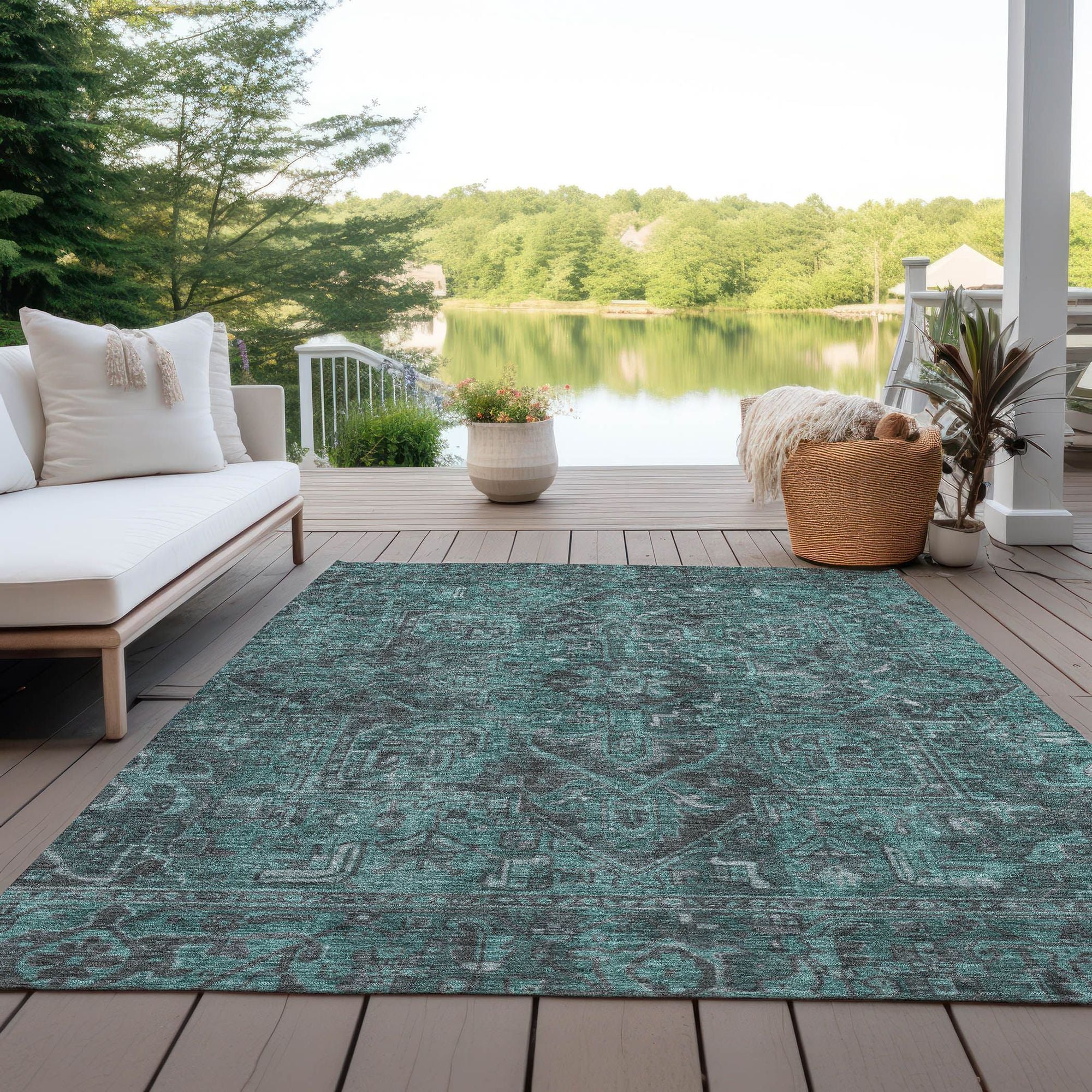 Machine Made ACN571 Turquoise Teal Rugs #color_turquoise teal