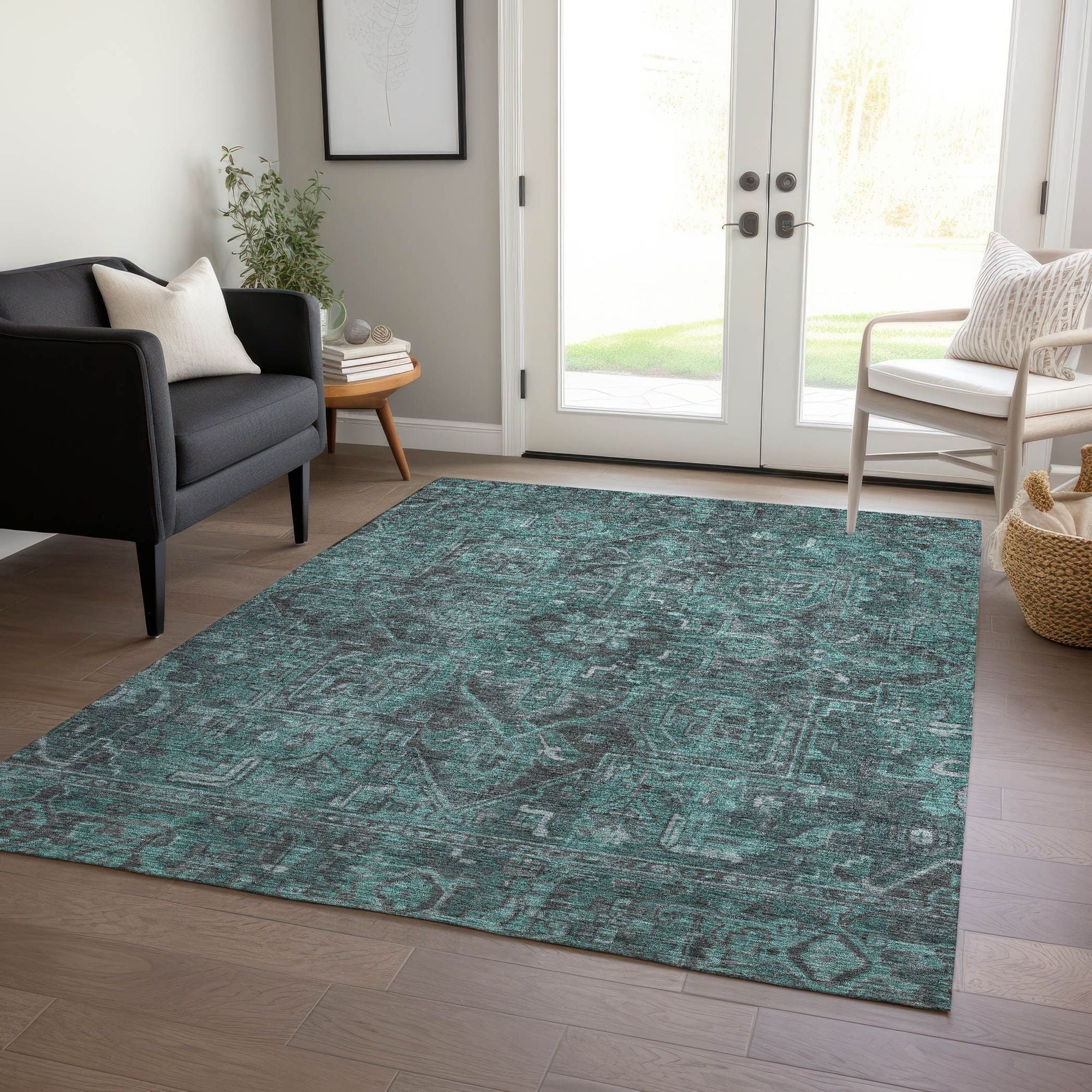 Machine Made ACN571 Turquoise Teal Rugs #color_turquoise teal