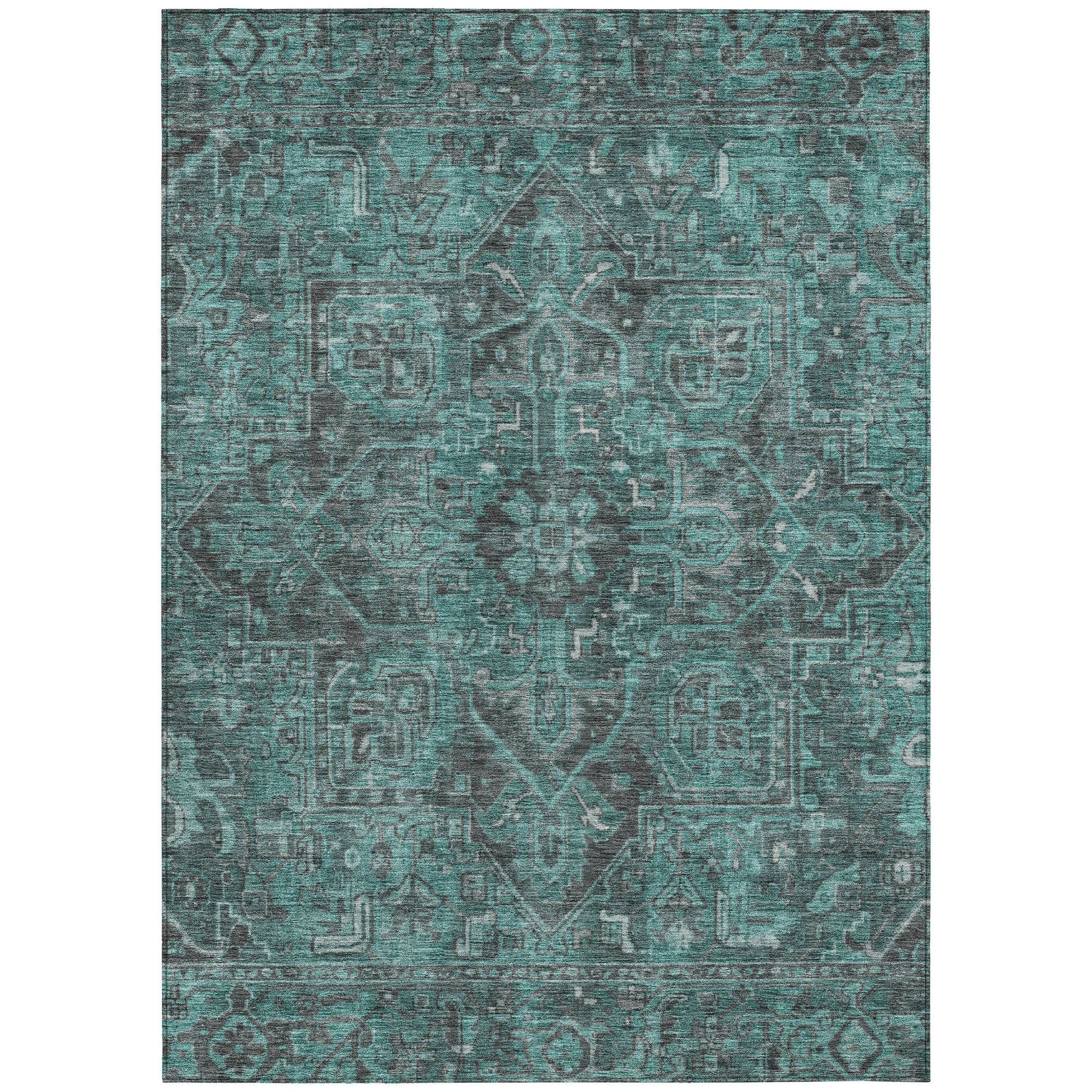 Machine Made ACN571 Turquoise Teal Rugs #color_turquoise teal