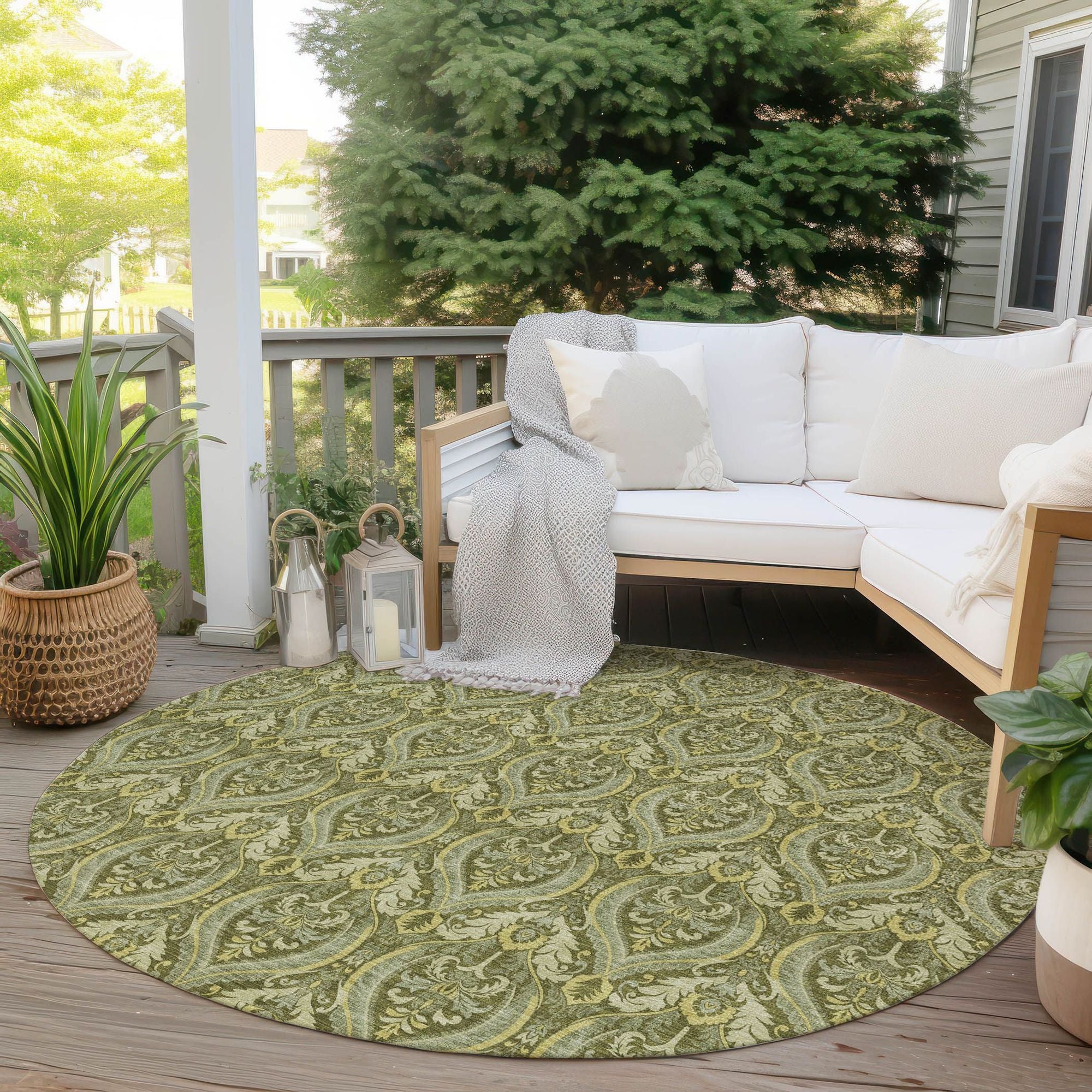 Machine Made ACN572 Green  Rugs #color_green 