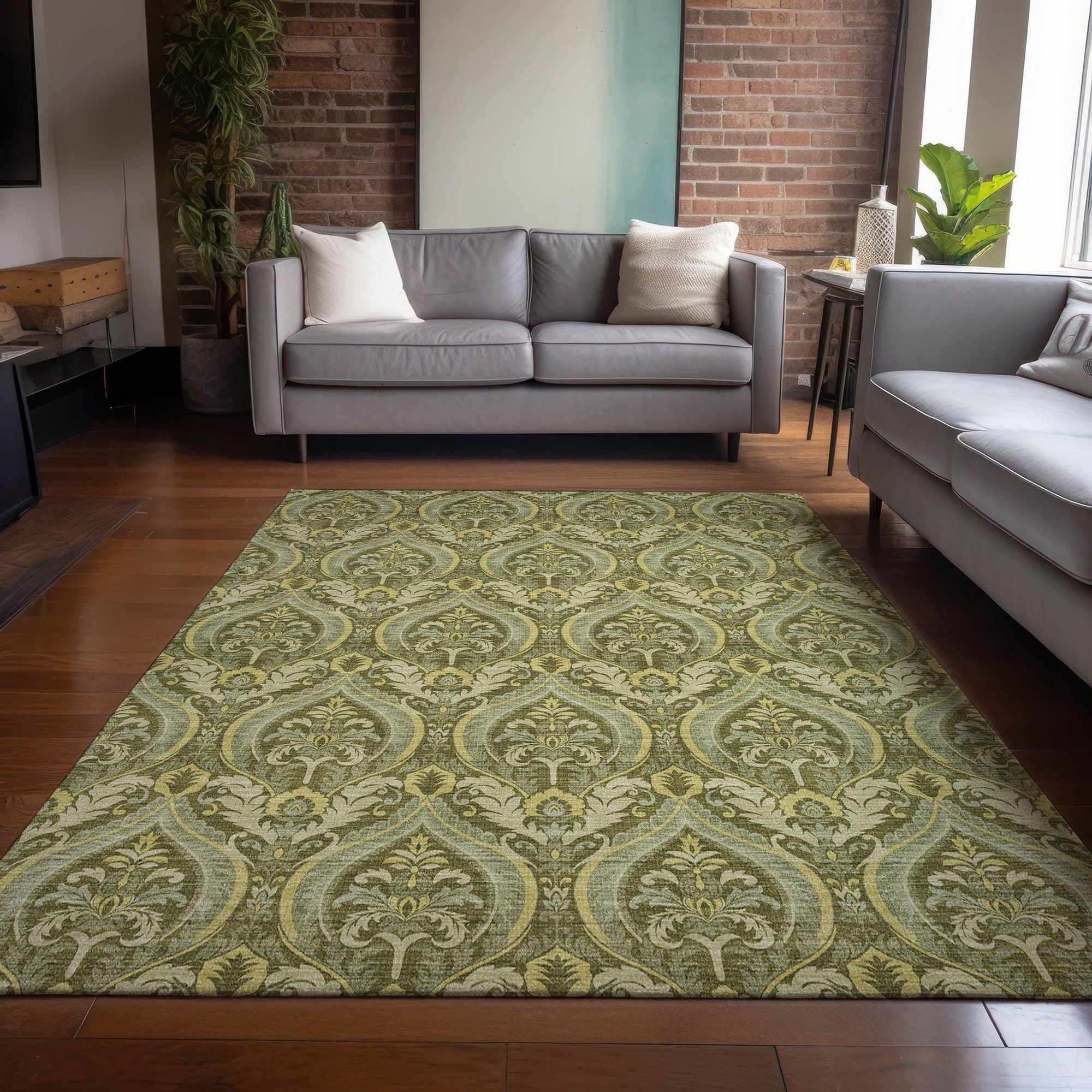 Machine Made ACN572 Green  Rugs #color_green 