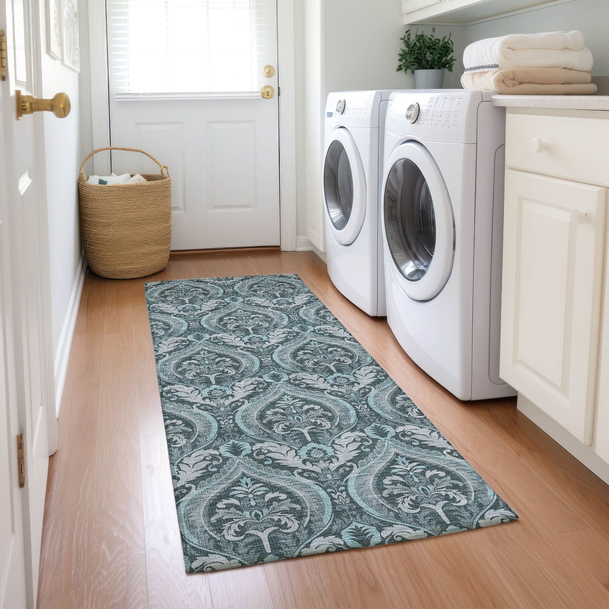 Machine Made ACN572 Teal  Rugs #color_teal 